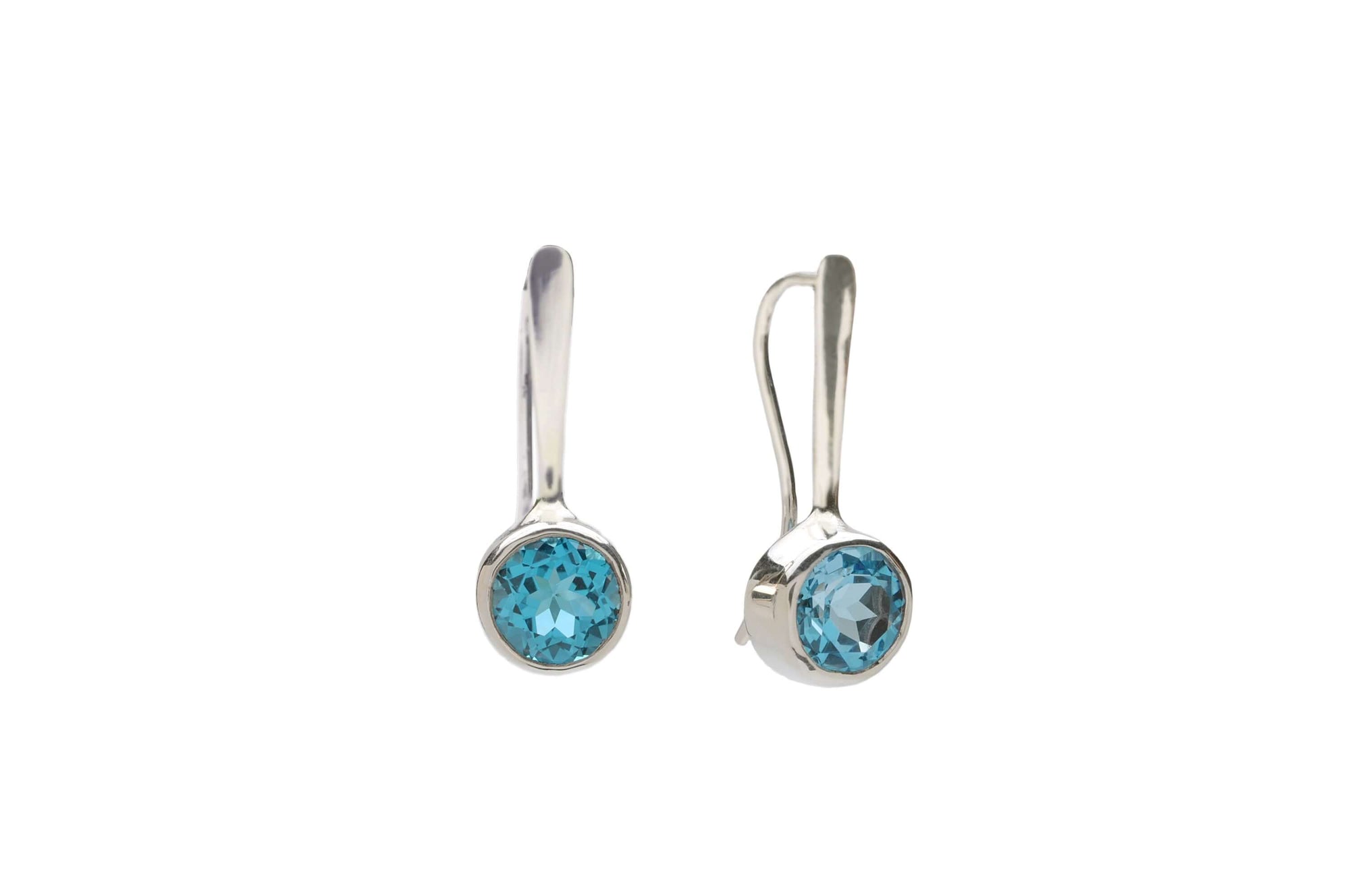 swiss blue topaz earrings sterling silver