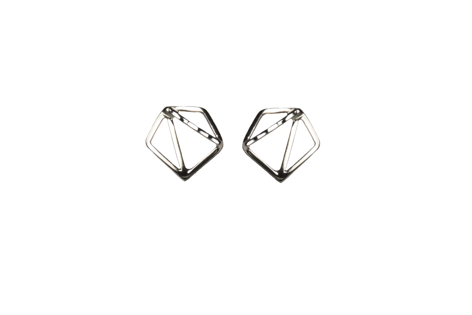 Mini sterling silver pentagon earrings