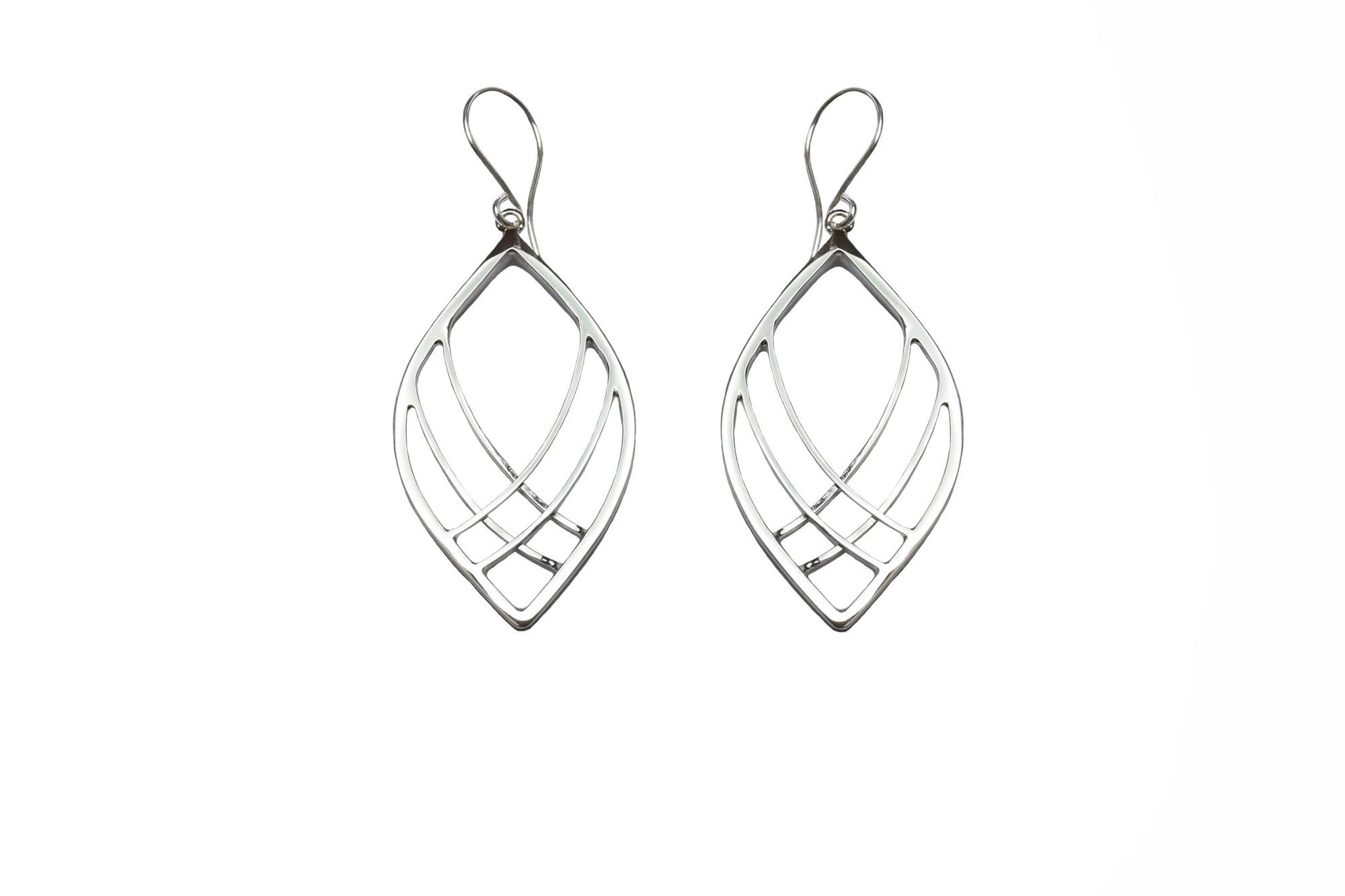 Sterling silver modern leaf earrings