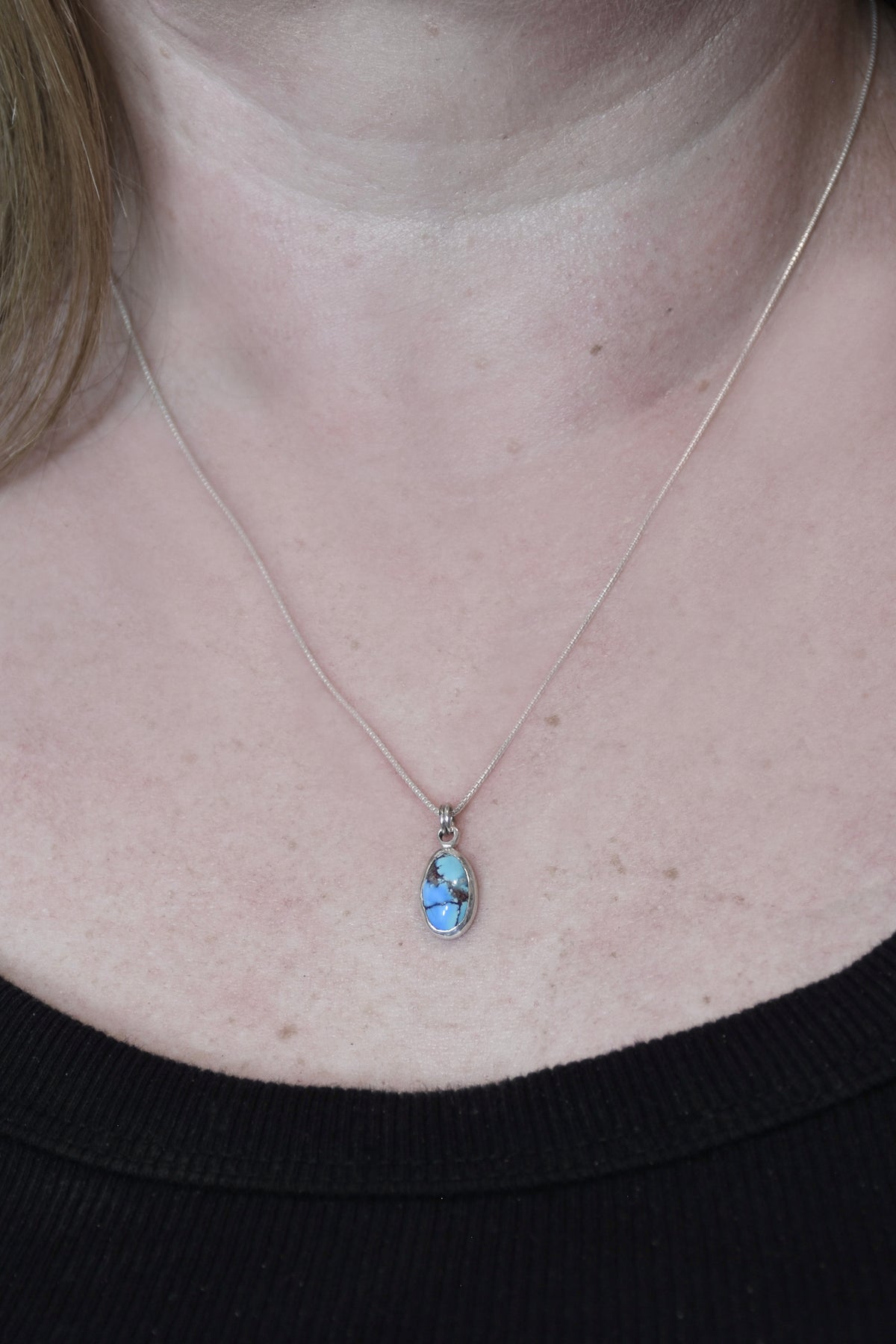 Mini Oval Lavender Turquoise in Sterling Silver