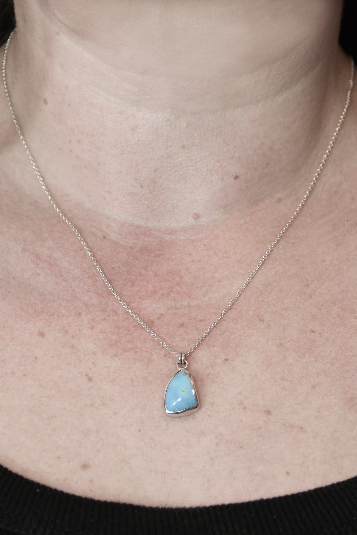 Small Triangle Lavender Turquoise Pendant in Sterling Silver