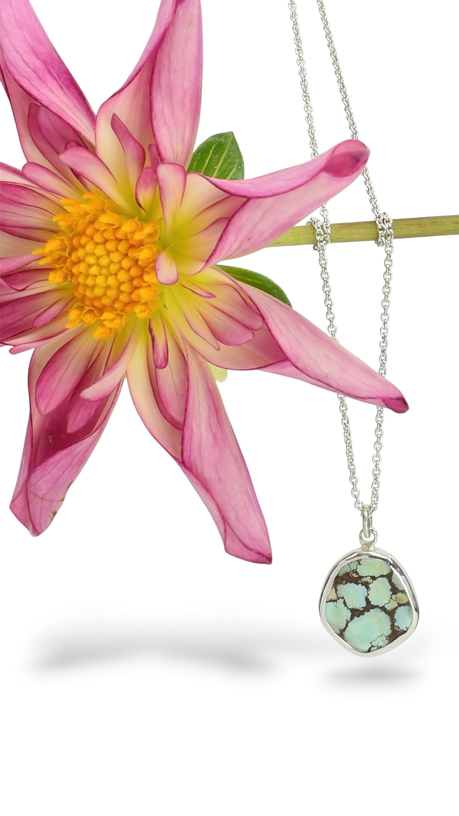 Lavender Turquoise Pendant with Matrix in Sterling Silver