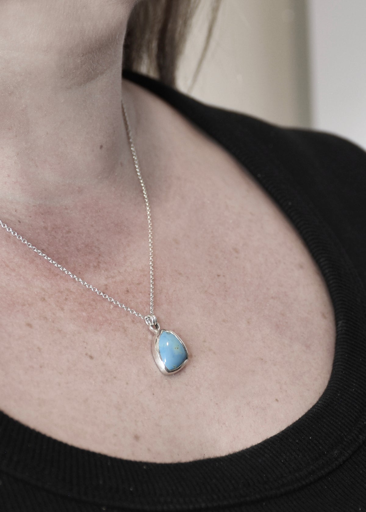 Small Triangle Lavender Turquoise Pendant in Sterling Silver