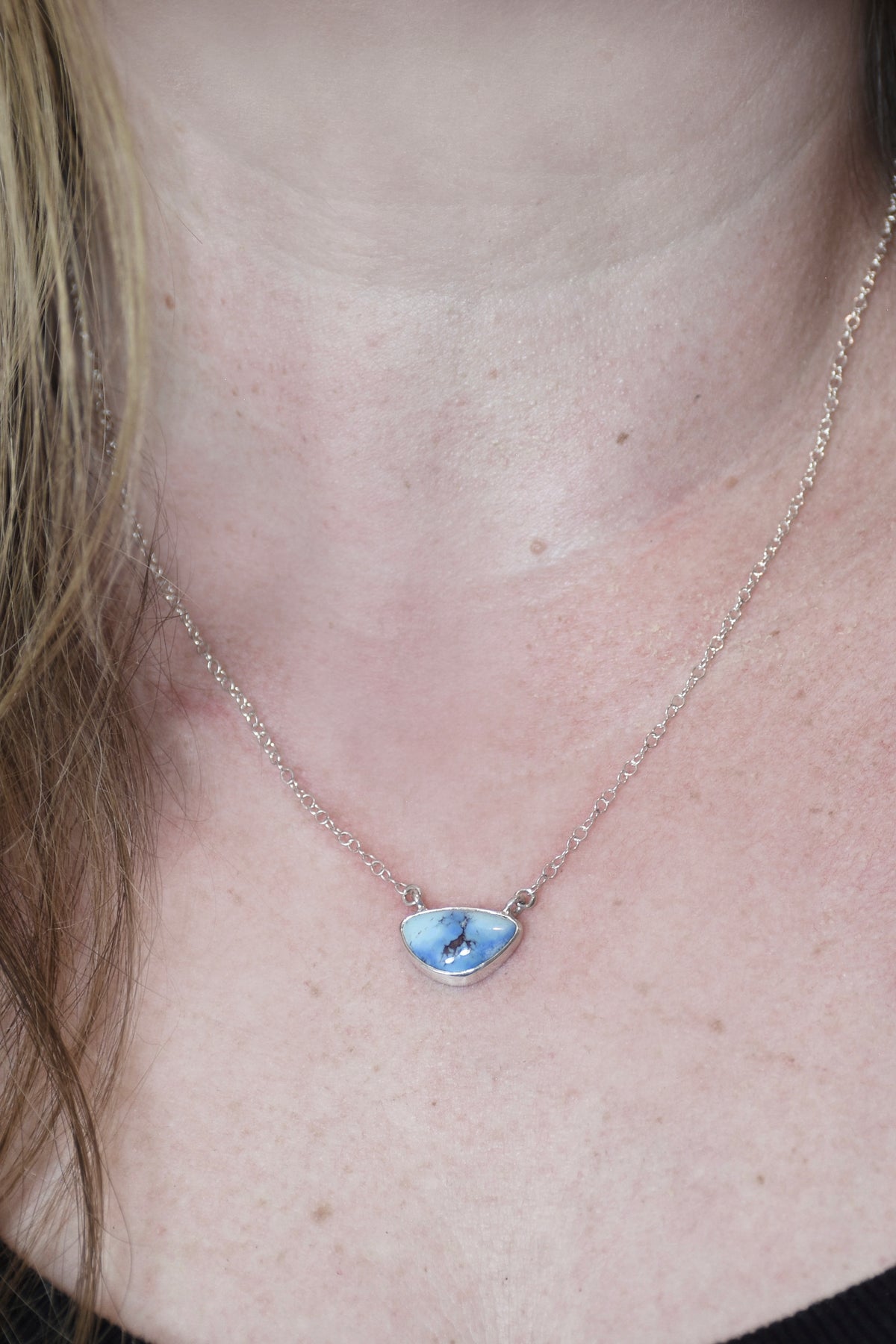Triangle Lavender Turquoise Pendant in Sterling Silver