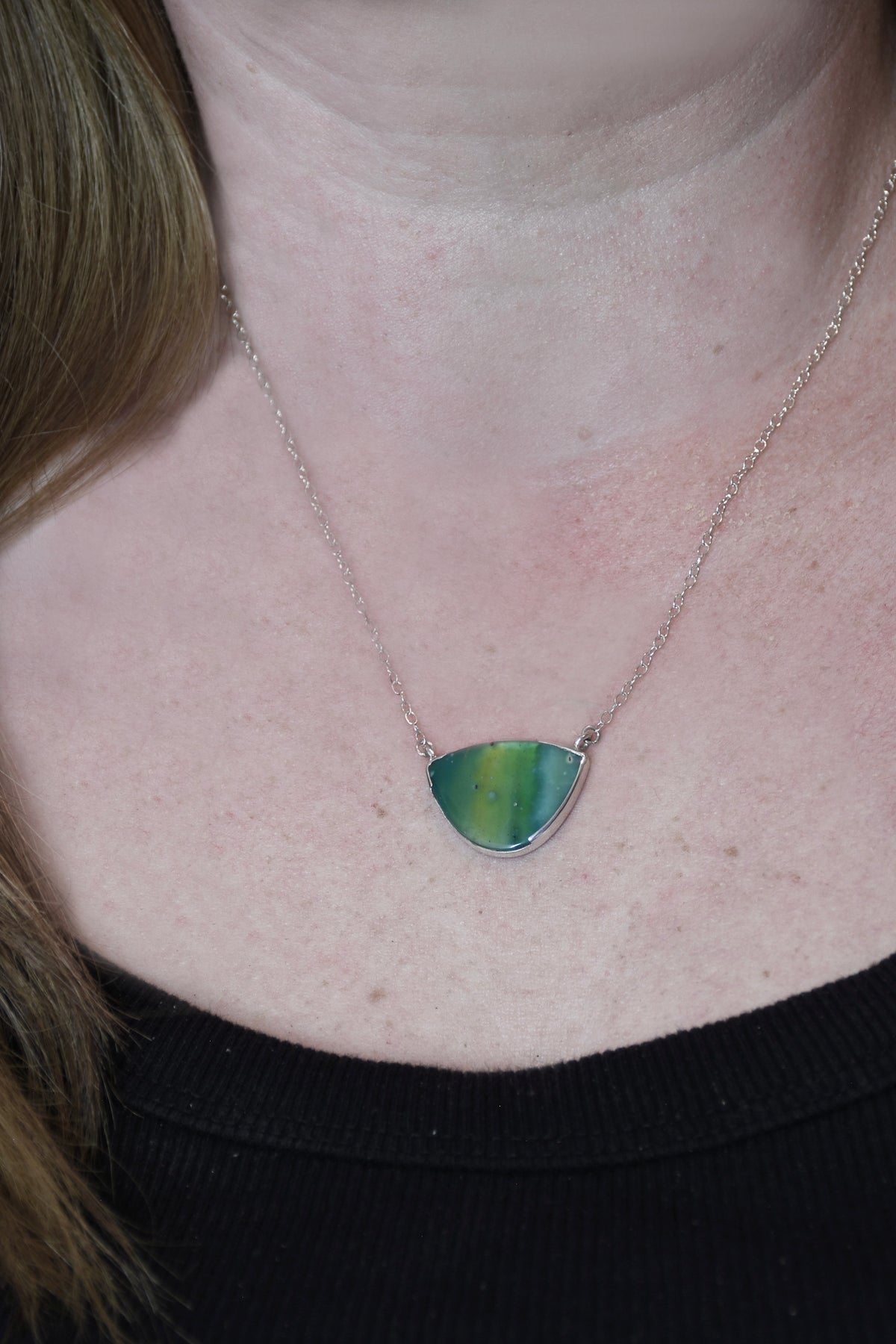 Opalised Wood Necklace in Sterling Silver