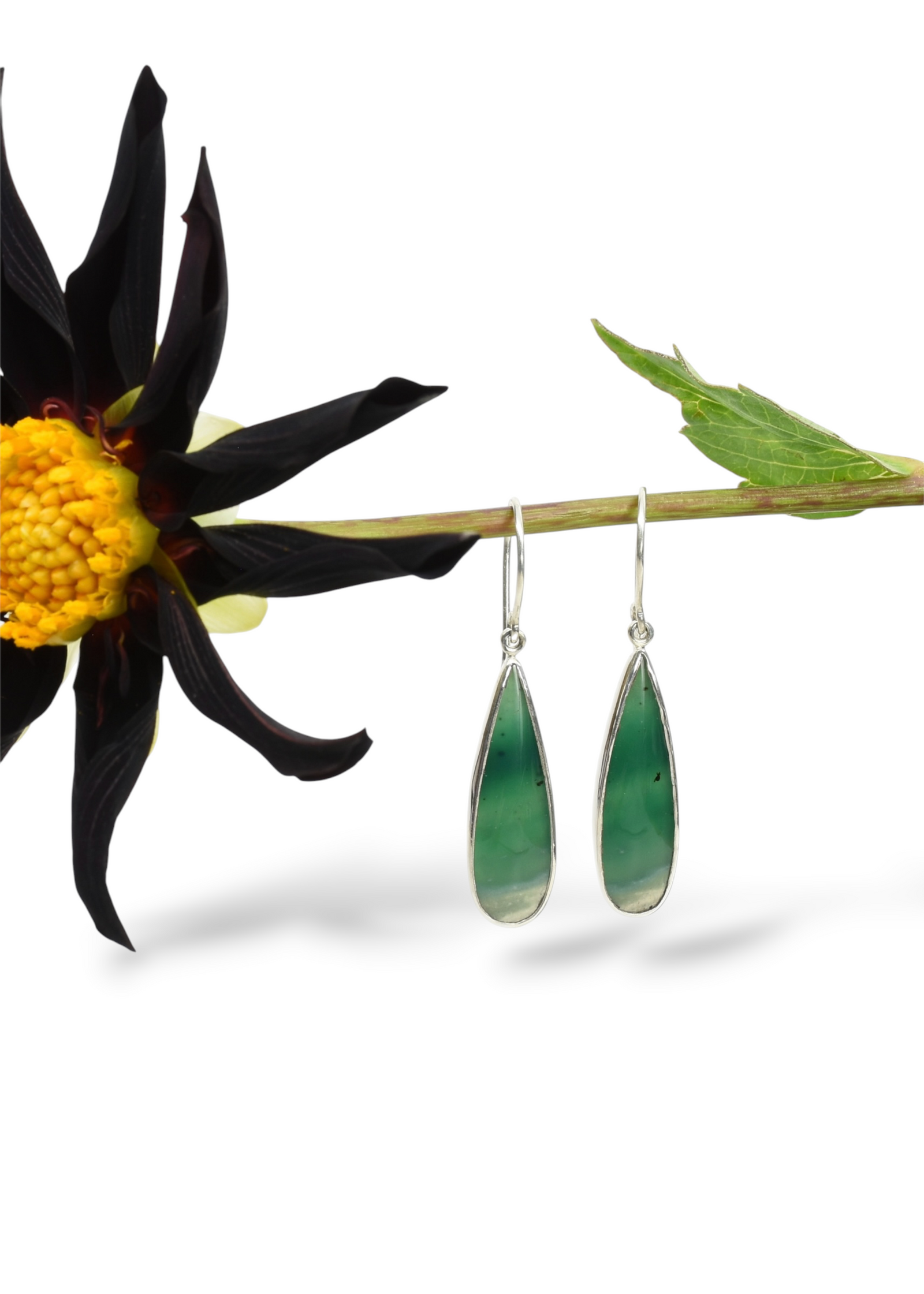 Opalised Wood Dangling Earrings in Sterling Silver