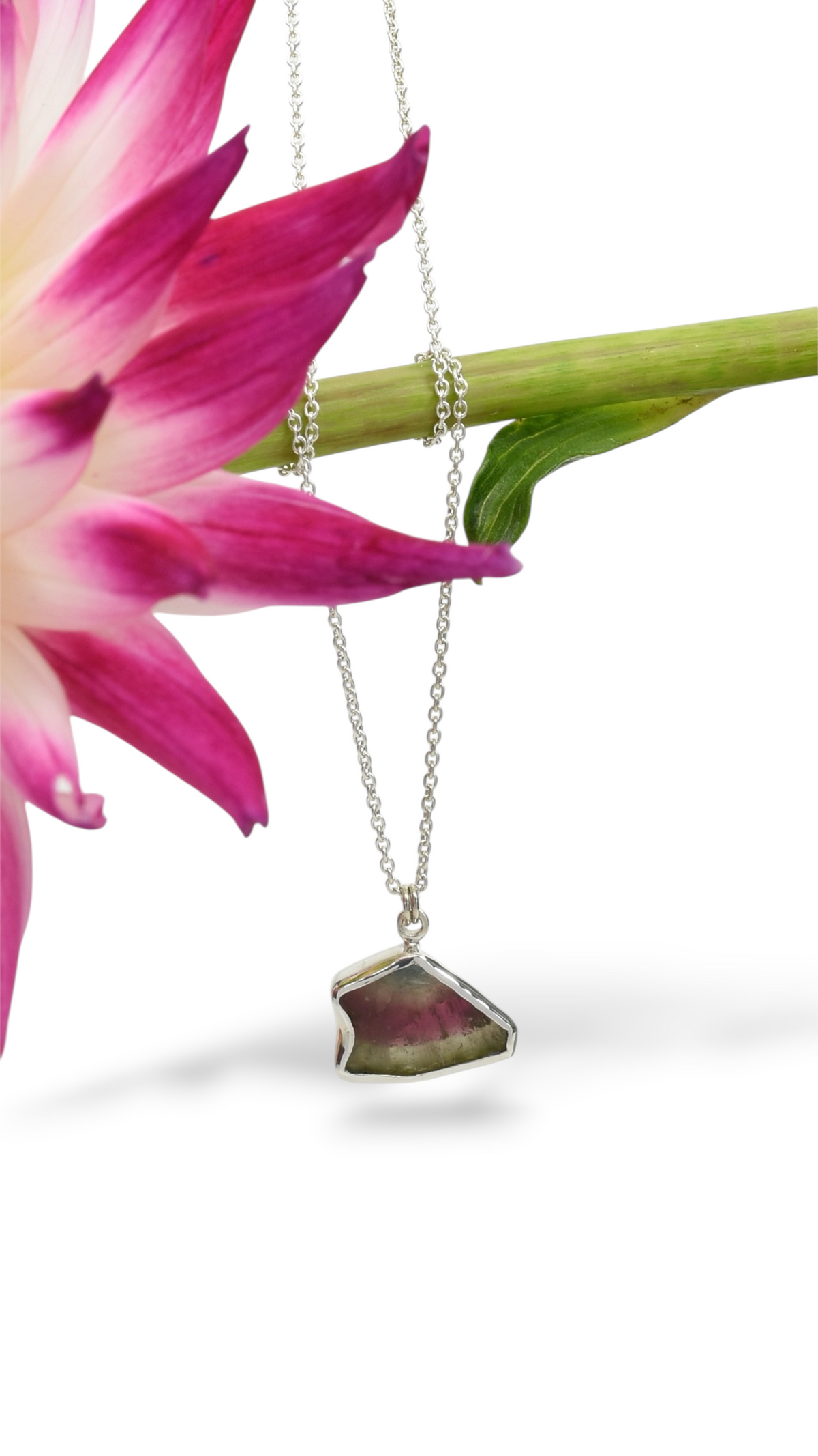 Watermelon Tourmaline Triangle Pendant