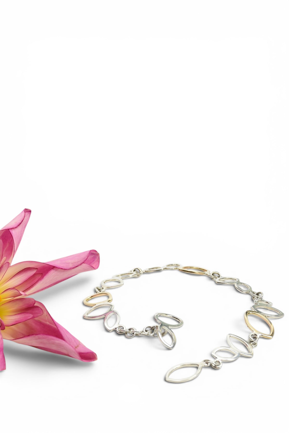 Falling Leaves Link Bracelet, Silver &amp; 14k