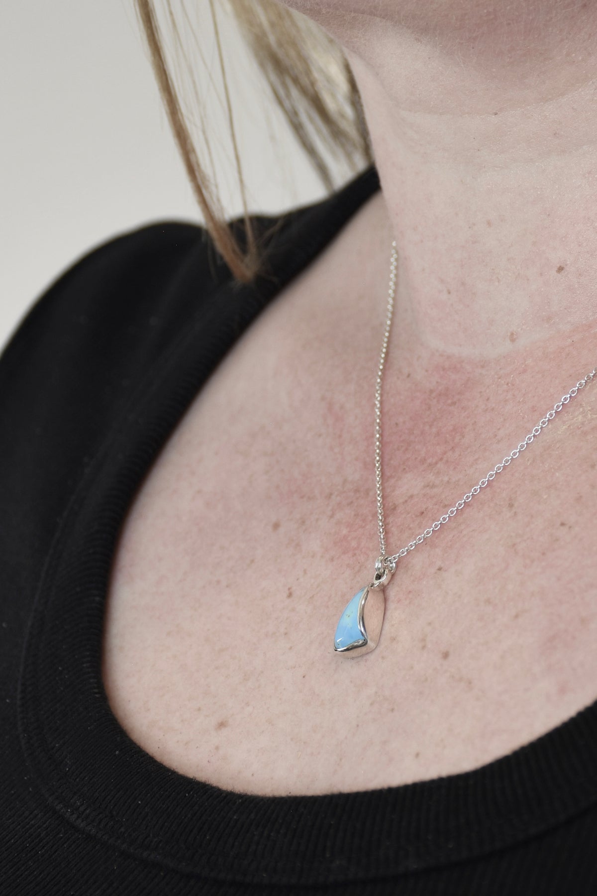 Small Triangle Lavender Turquoise Pendant in Sterling Silver