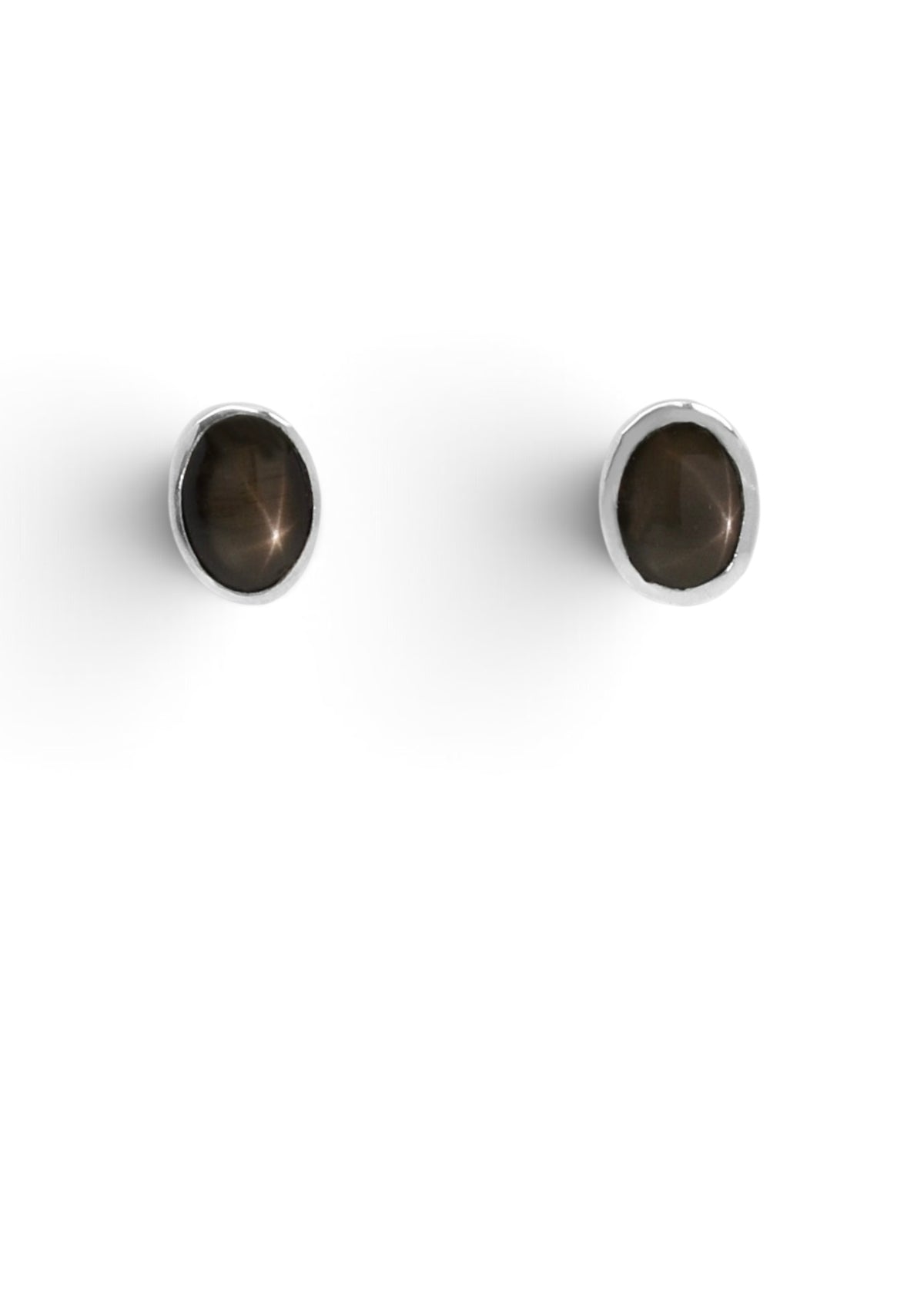 Black Star Sapphire Studs in Sterling Silver