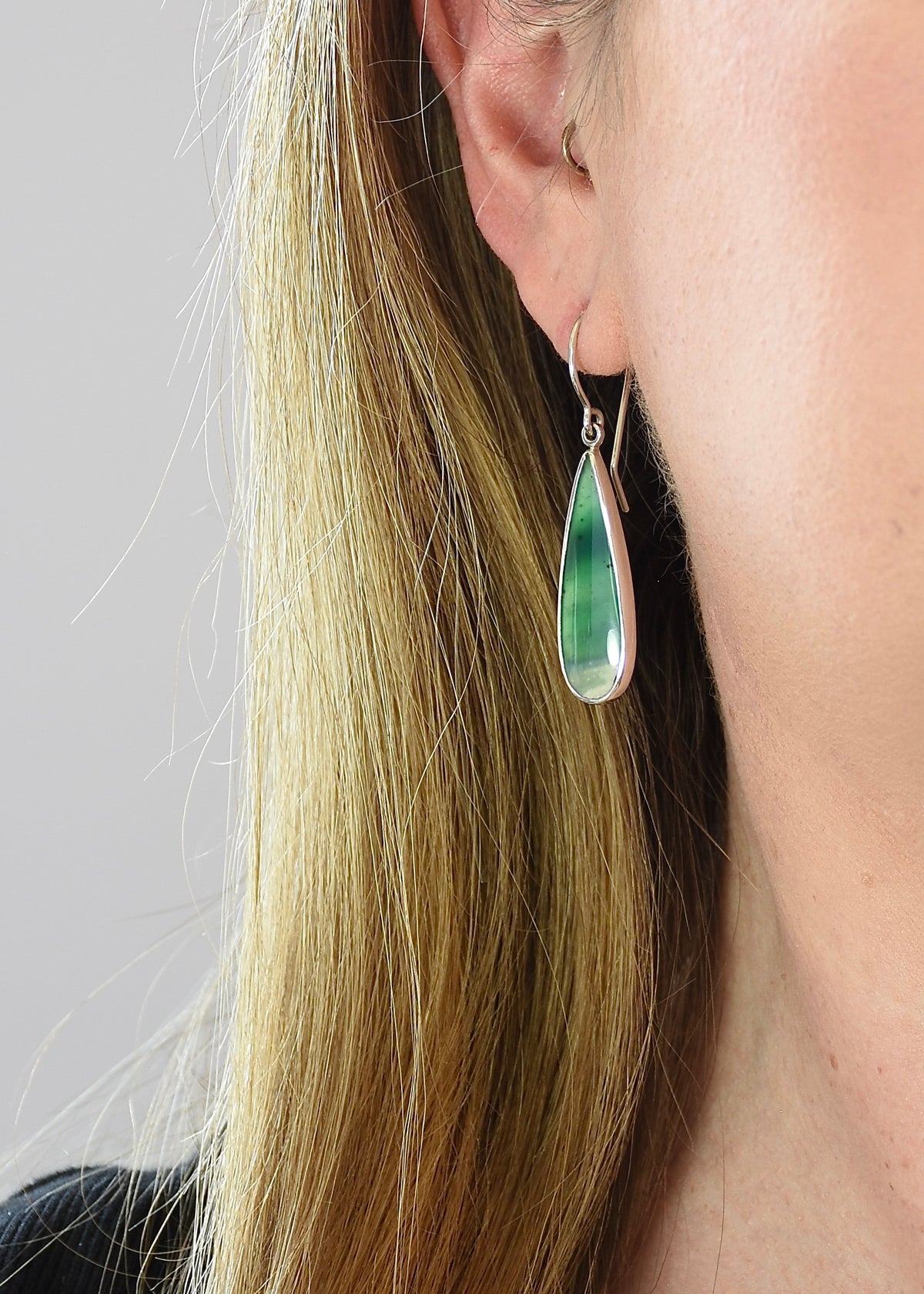 Opalised Wood Dangling Earrings in Sterling Silver