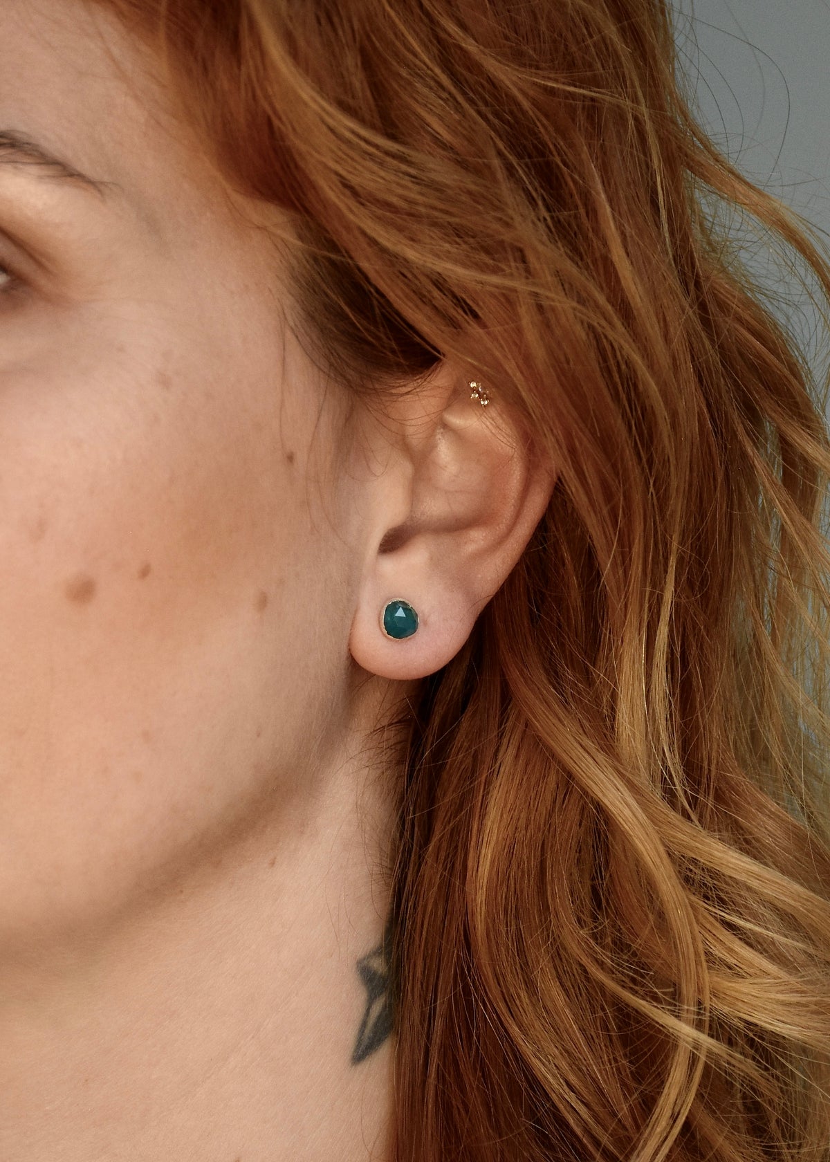 Grandidierite Rosecut Studs in Sterling Silver (Pairs A &amp; B)