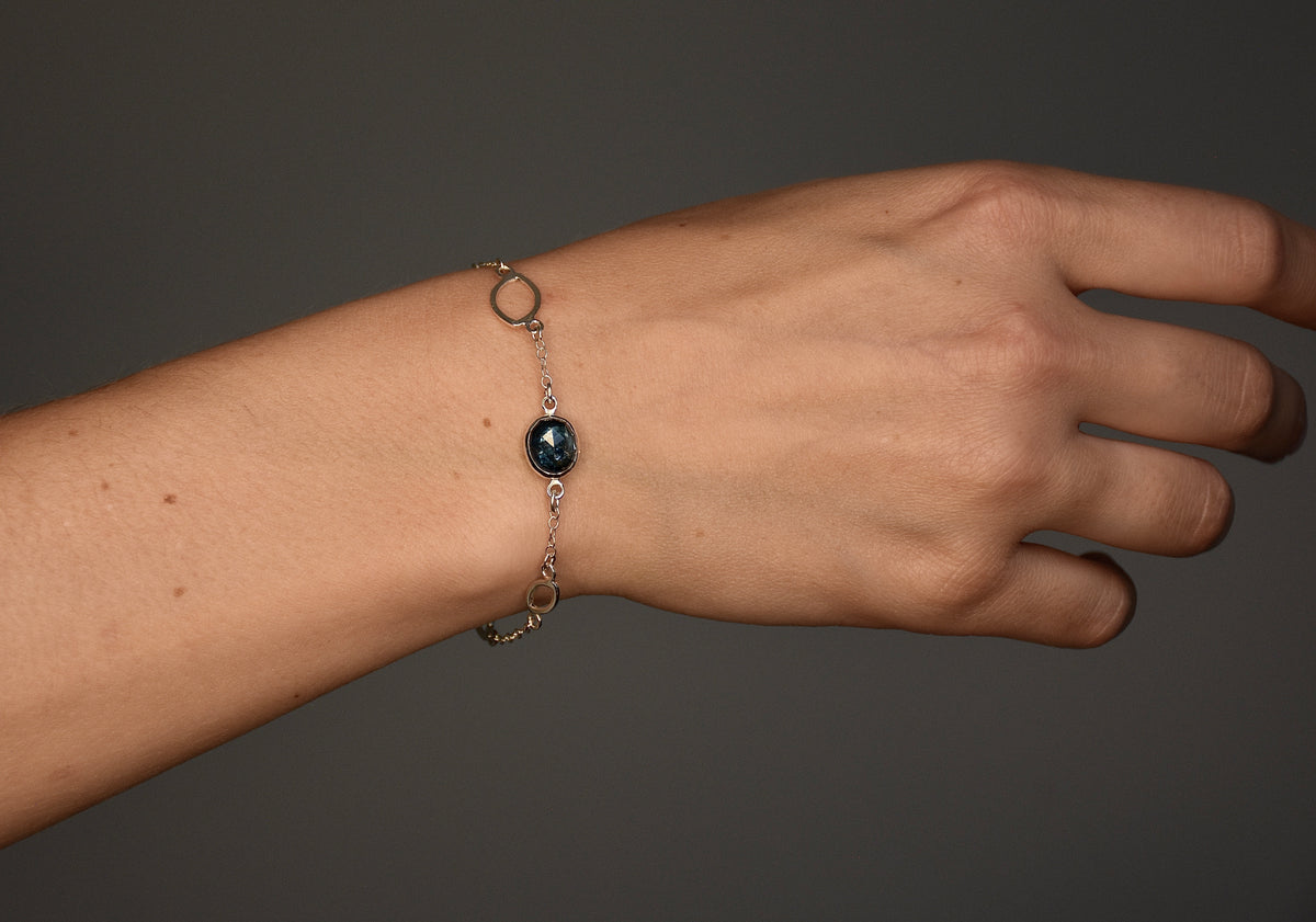Moss Kyanite Station Bracelet in Sterling Silver