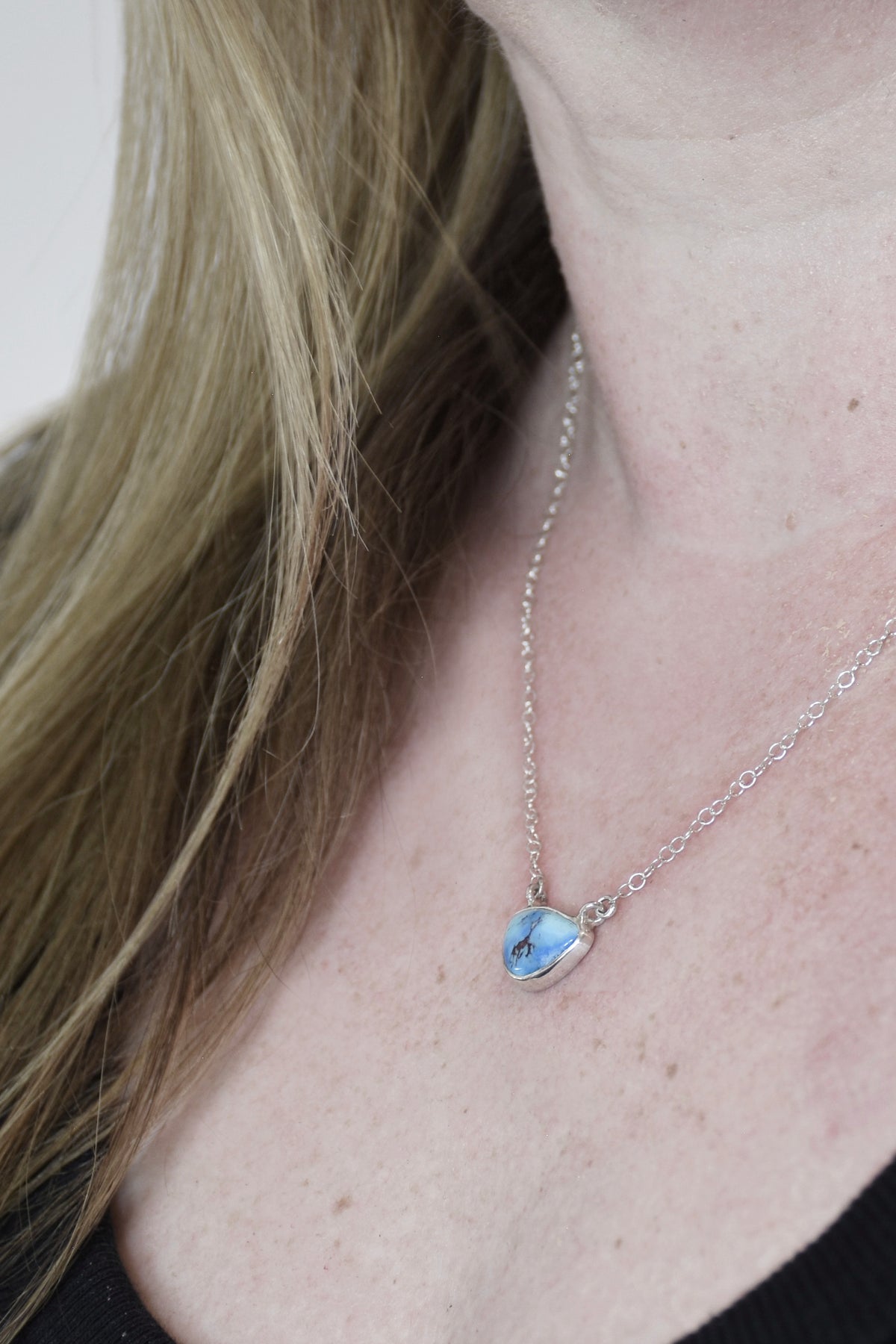 Triangle Lavender Turquoise Pendant in Sterling Silver