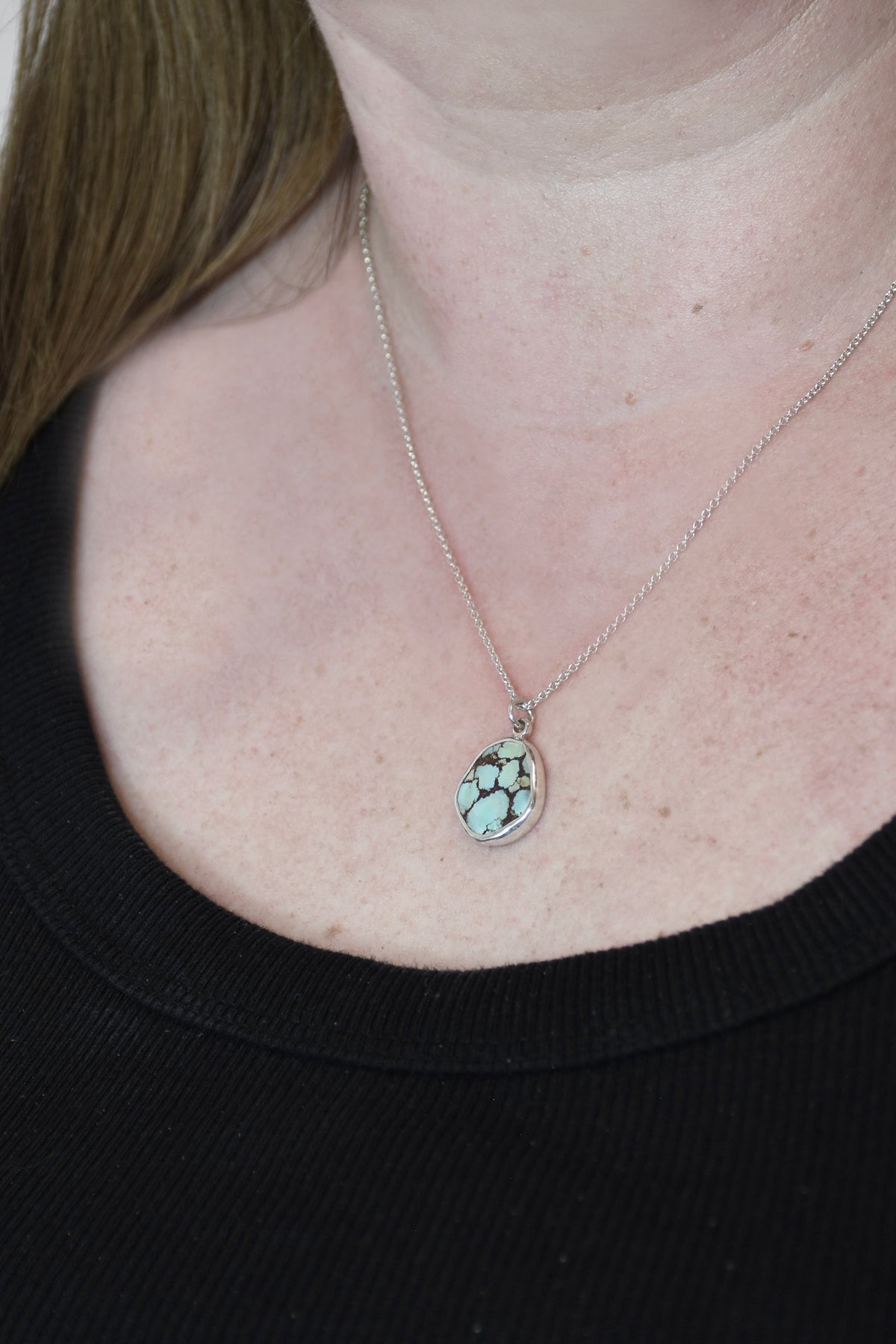 Lavender Turquoise Pendant with Matrix in Sterling Silver