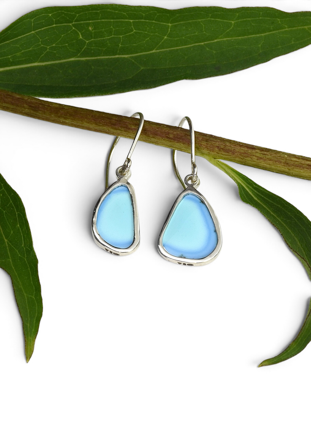 Lavender Turquoise Drop Earrings in Sterling Silver