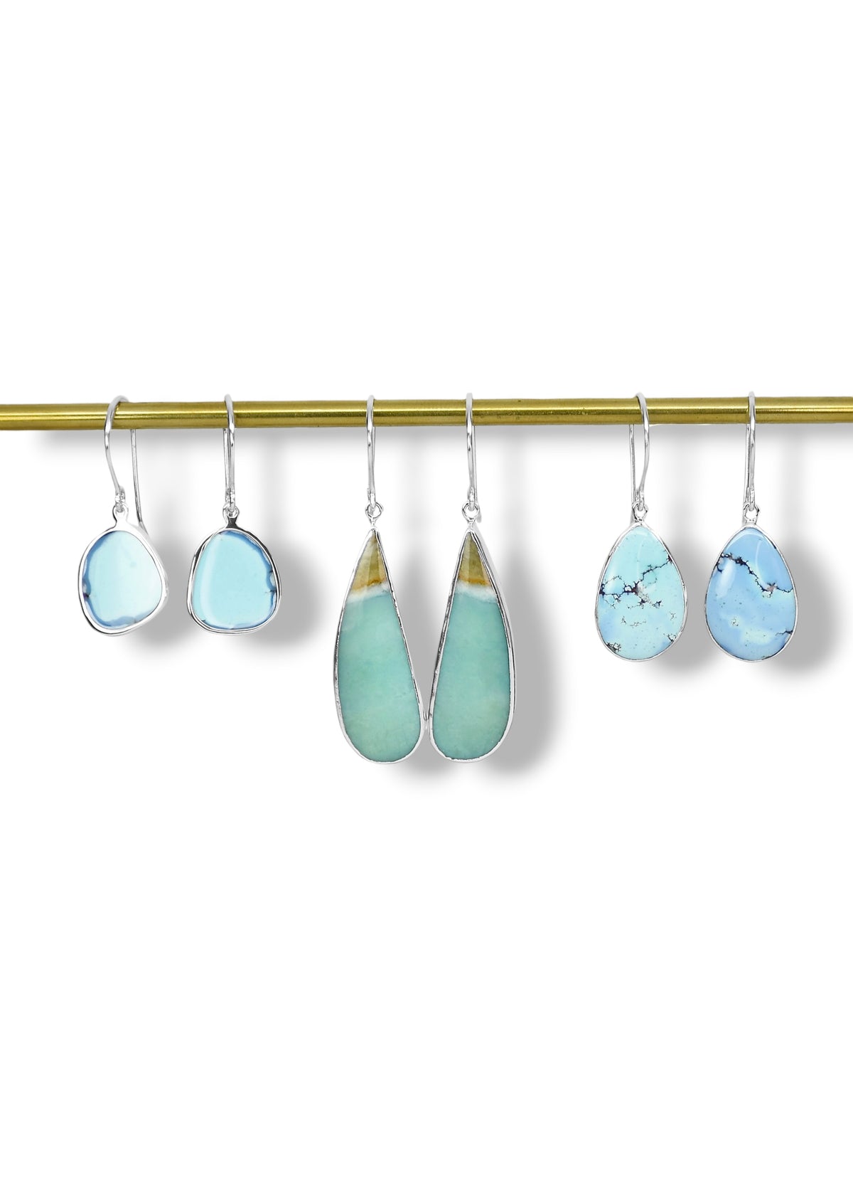 Golden Hills Turquoise Pear Drop Earrings in Sterling Silver