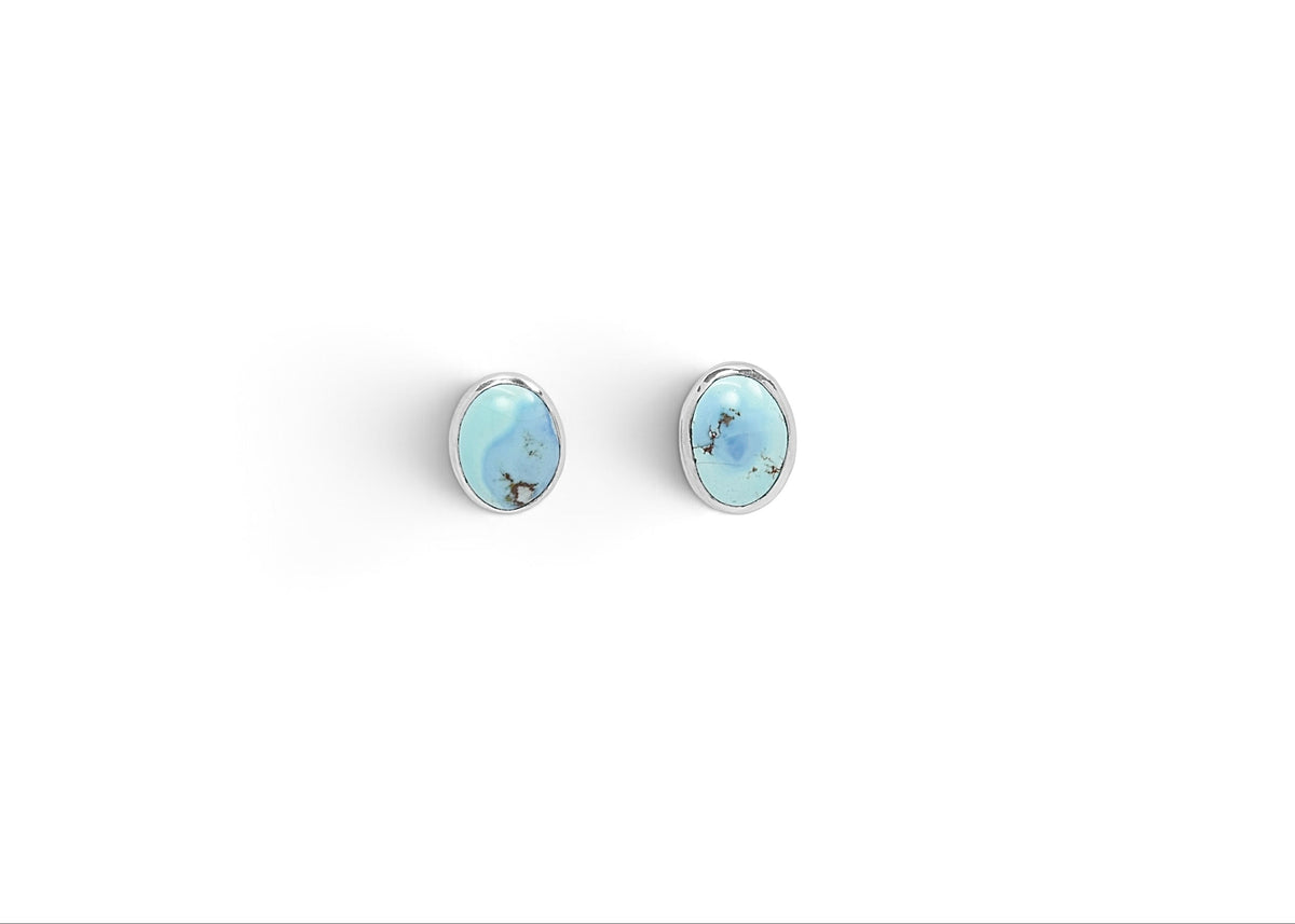 Lavender Turquoise Oval Stud Earrings in Sterling Silver