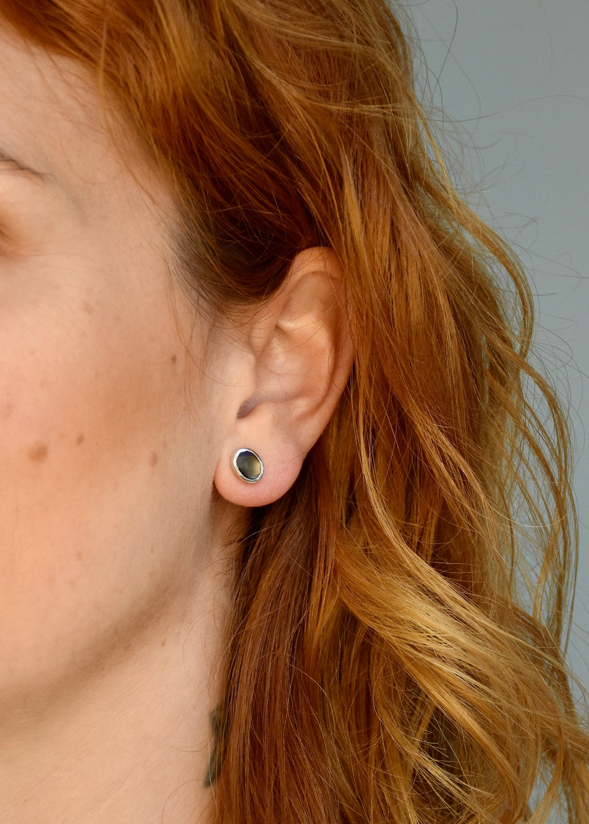 Black Star Sapphire Studs in Sterling Silver