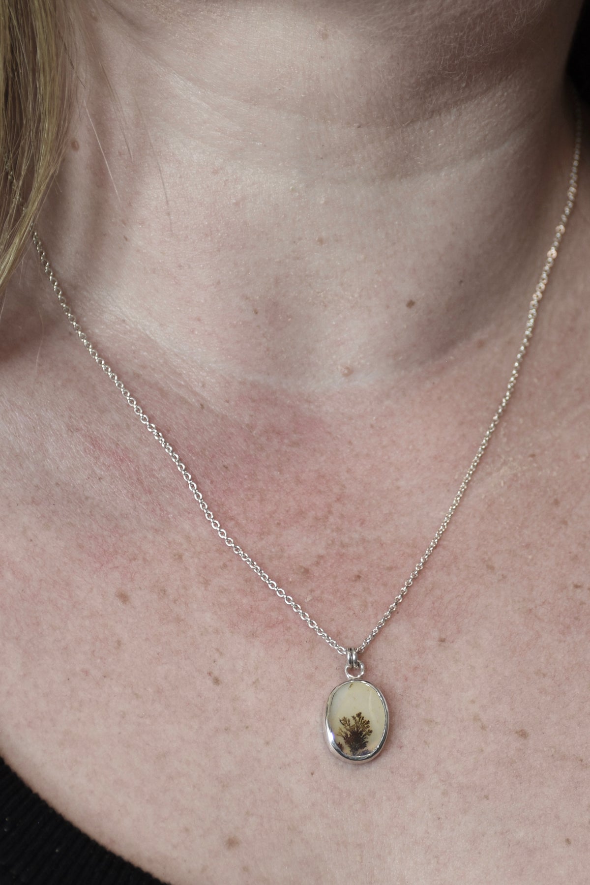 Dendritic Agate Pendant in Sterling Silver