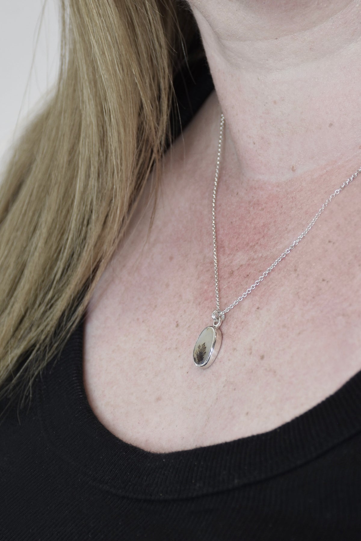 Dendritic Agate Pendant in Sterling Silver