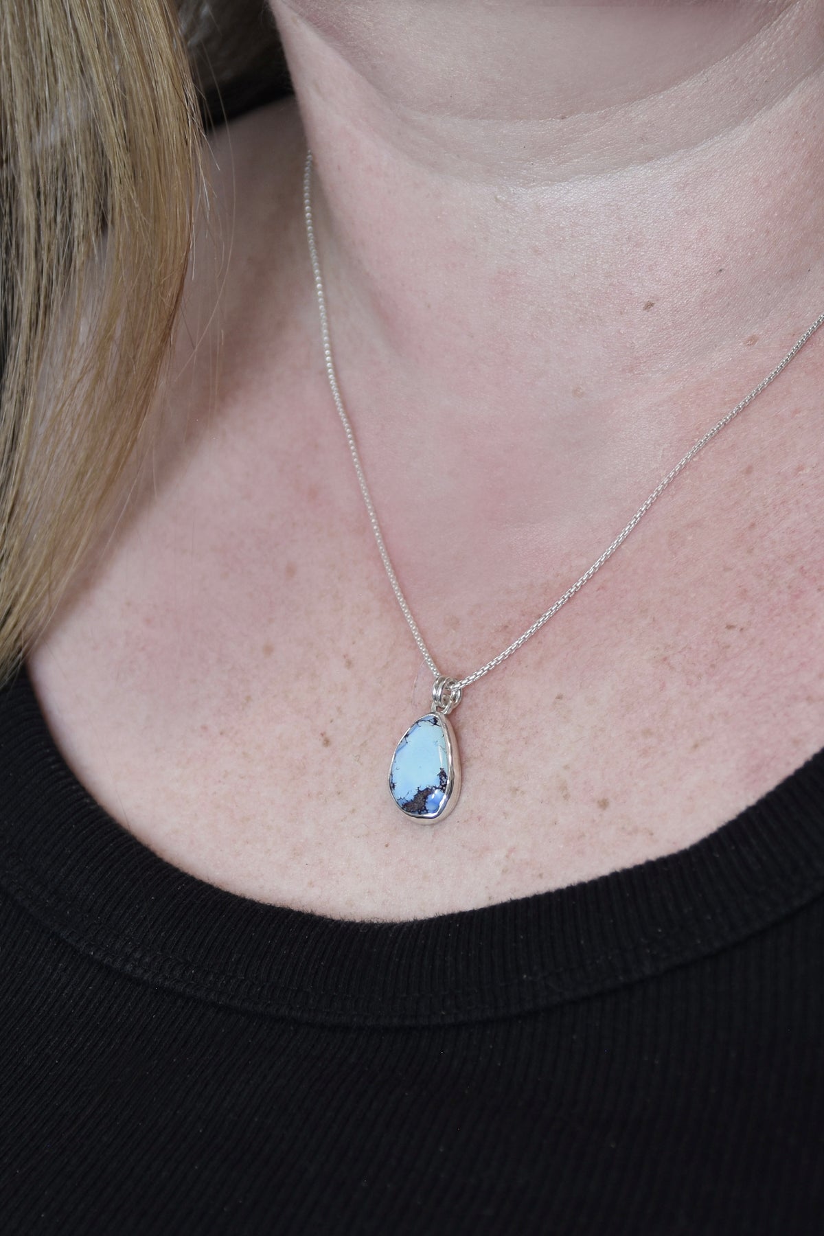 Pear Lavender Turquoise Pendant in Sterling Silver