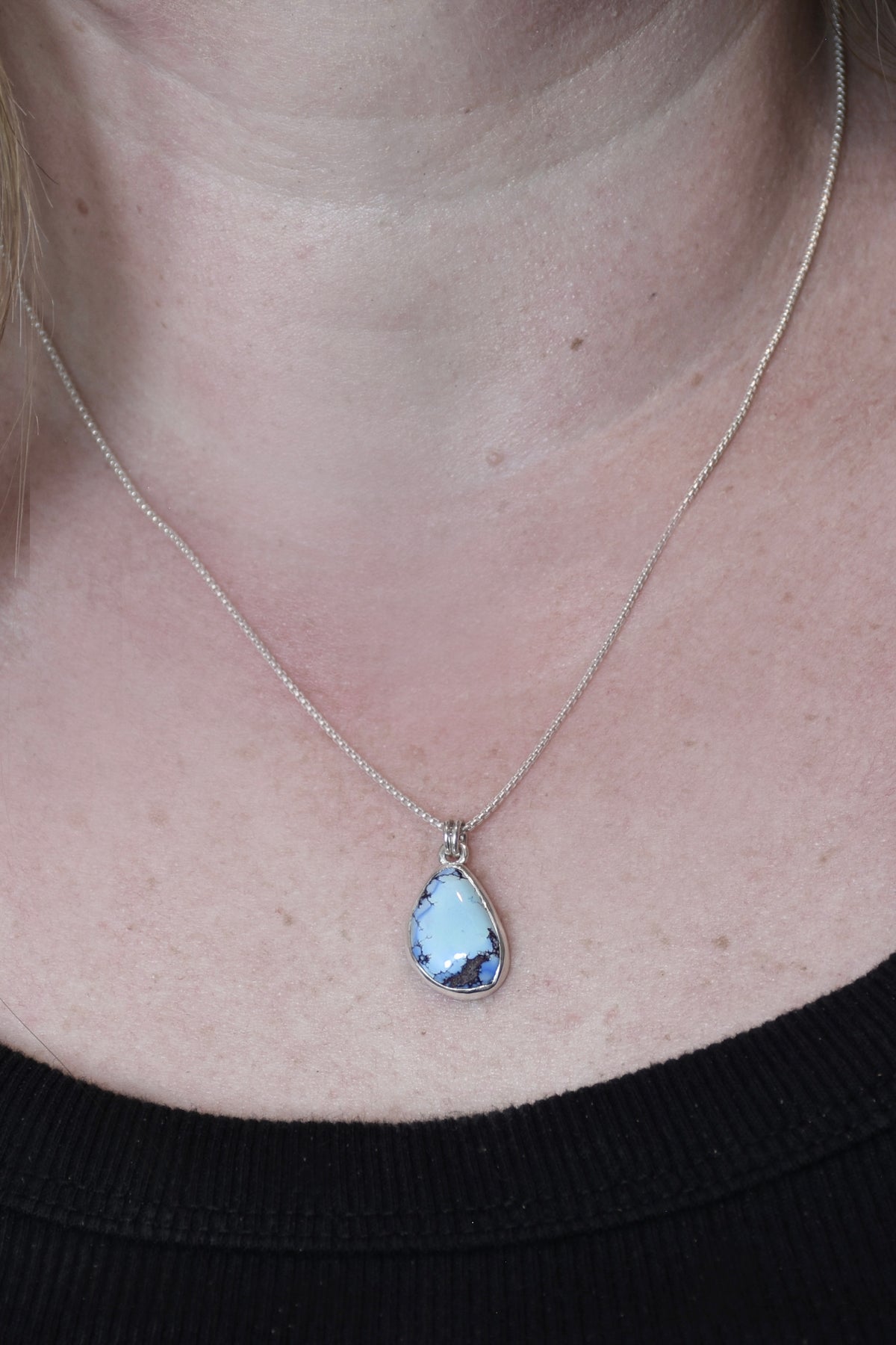 Pear Lavender Turquoise Pendant in Sterling Silver