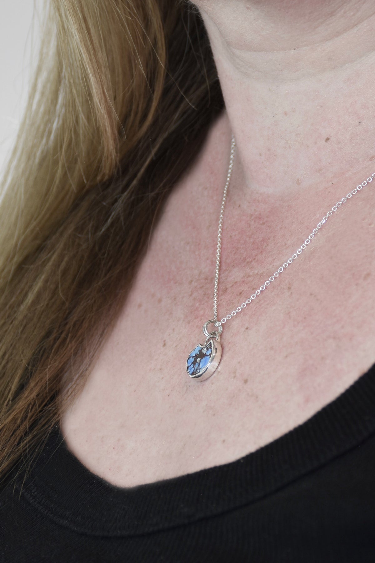 Lavender Turquoise Pendant with Custom Bail in Sterling Silver
