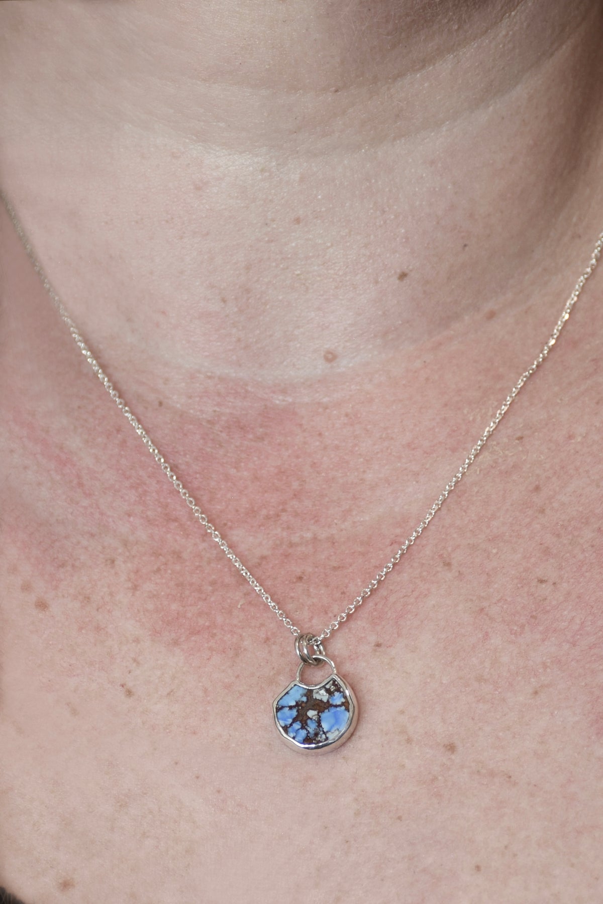 Lavender Turquoise Pendant with Custom Bail in Sterling Silver