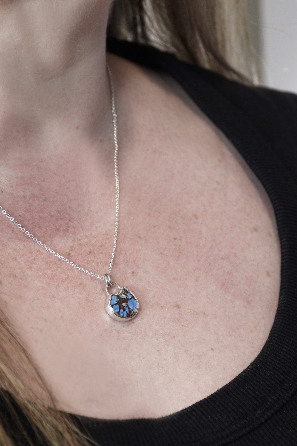 Lavender Turquoise Pendant with Custom Bail in Sterling Silver