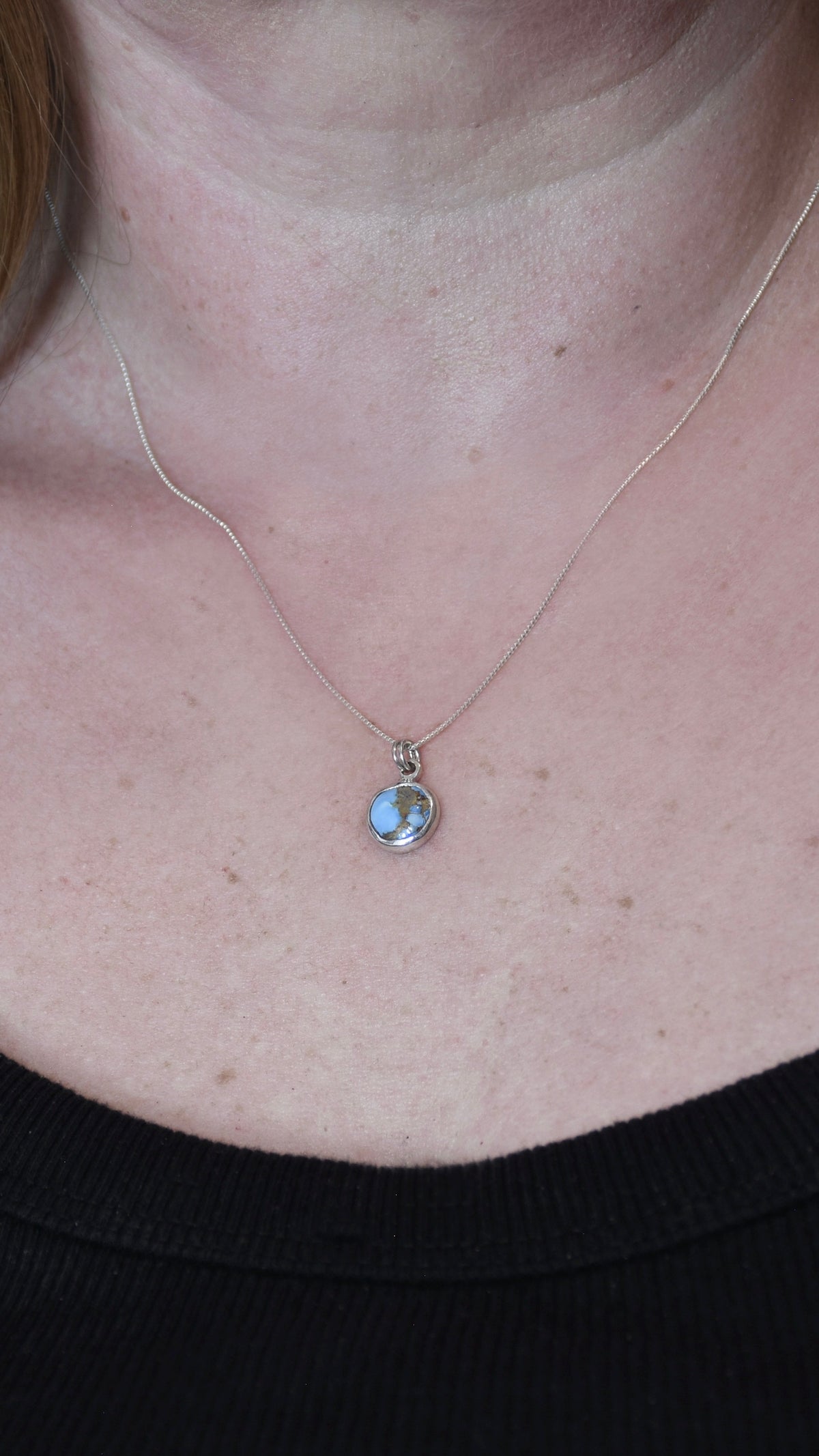 Mini Round Lavender Turquoise in Sterling Silver