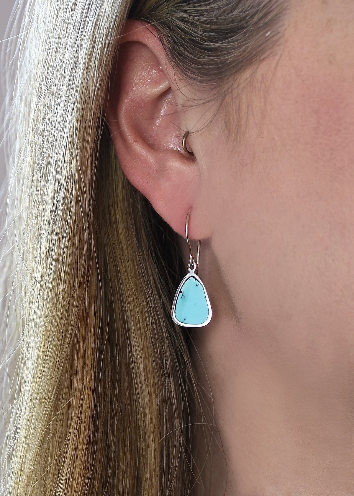 Lavender Turquoise Drop Earrings in Sterling Silver