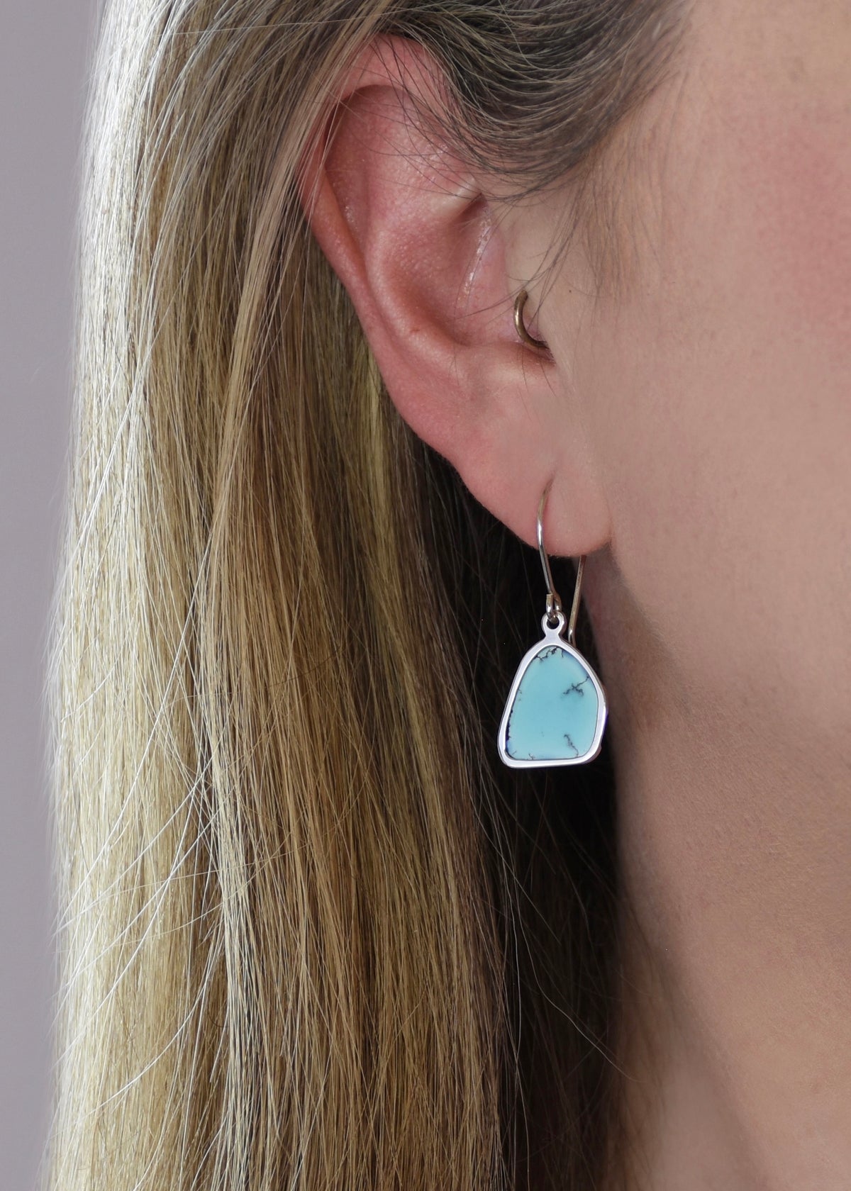 Lavender Turquoise Drop Earrings in Sterling Silver