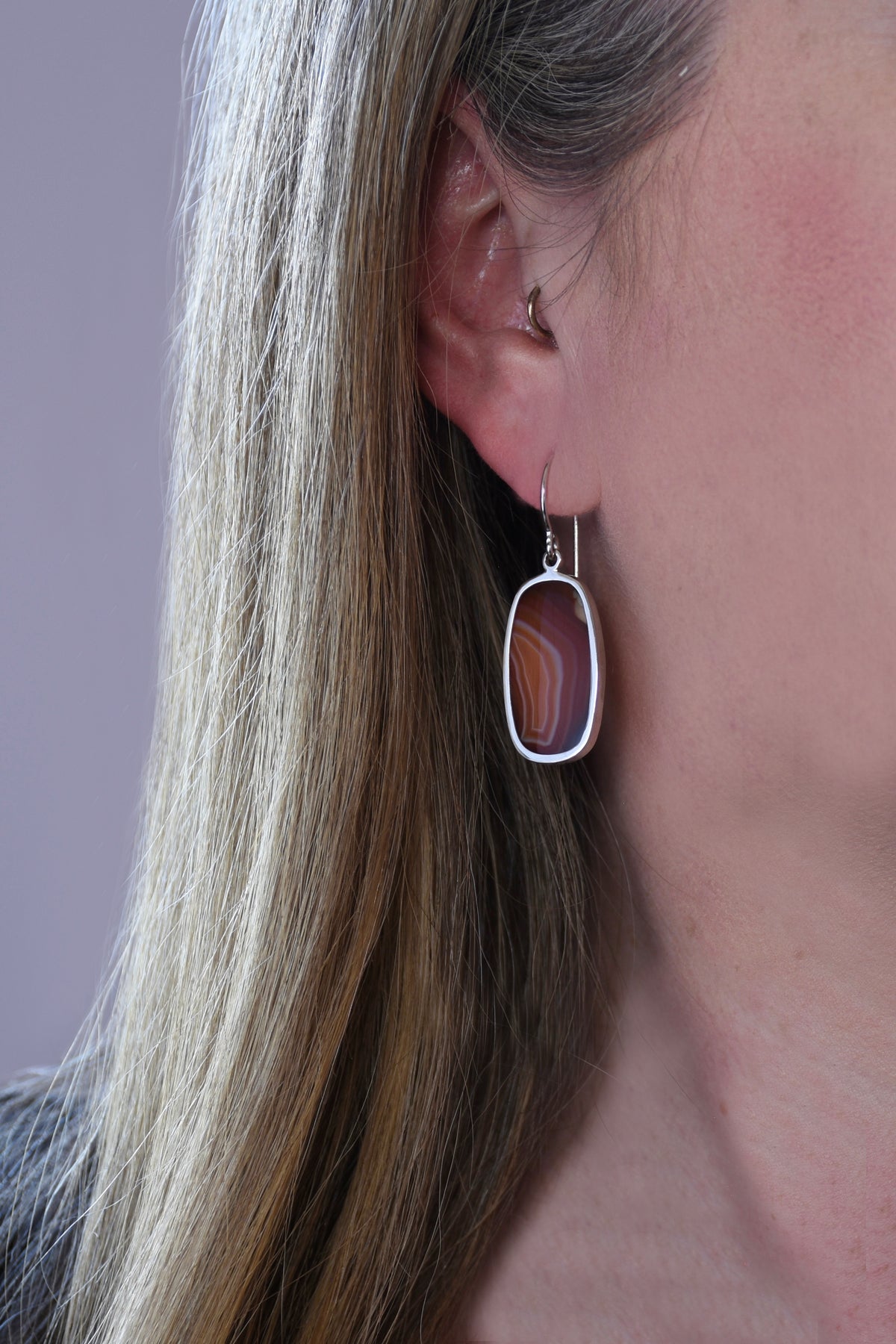 Agate Dangling Earrings in Sterling Silver
