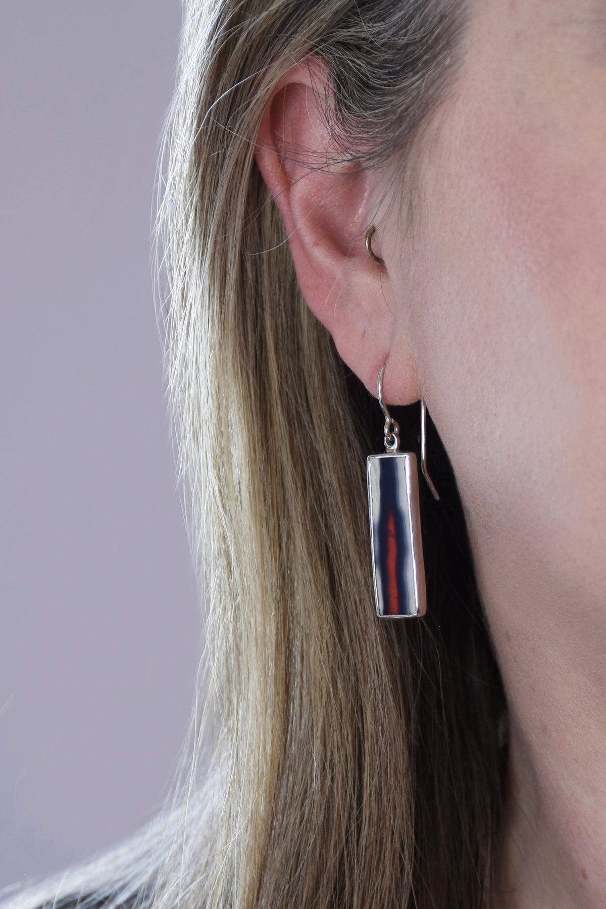 Agate Rectangle Drop Earrings in Sterling Silver