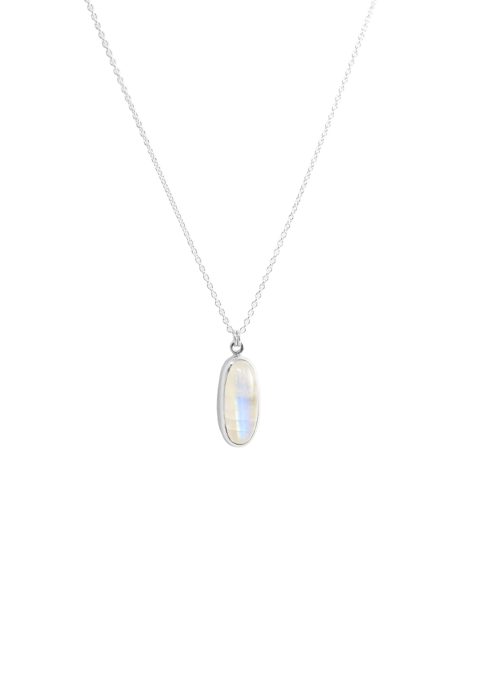Moonstone Pendant with Blue Hue in Sterling Silver