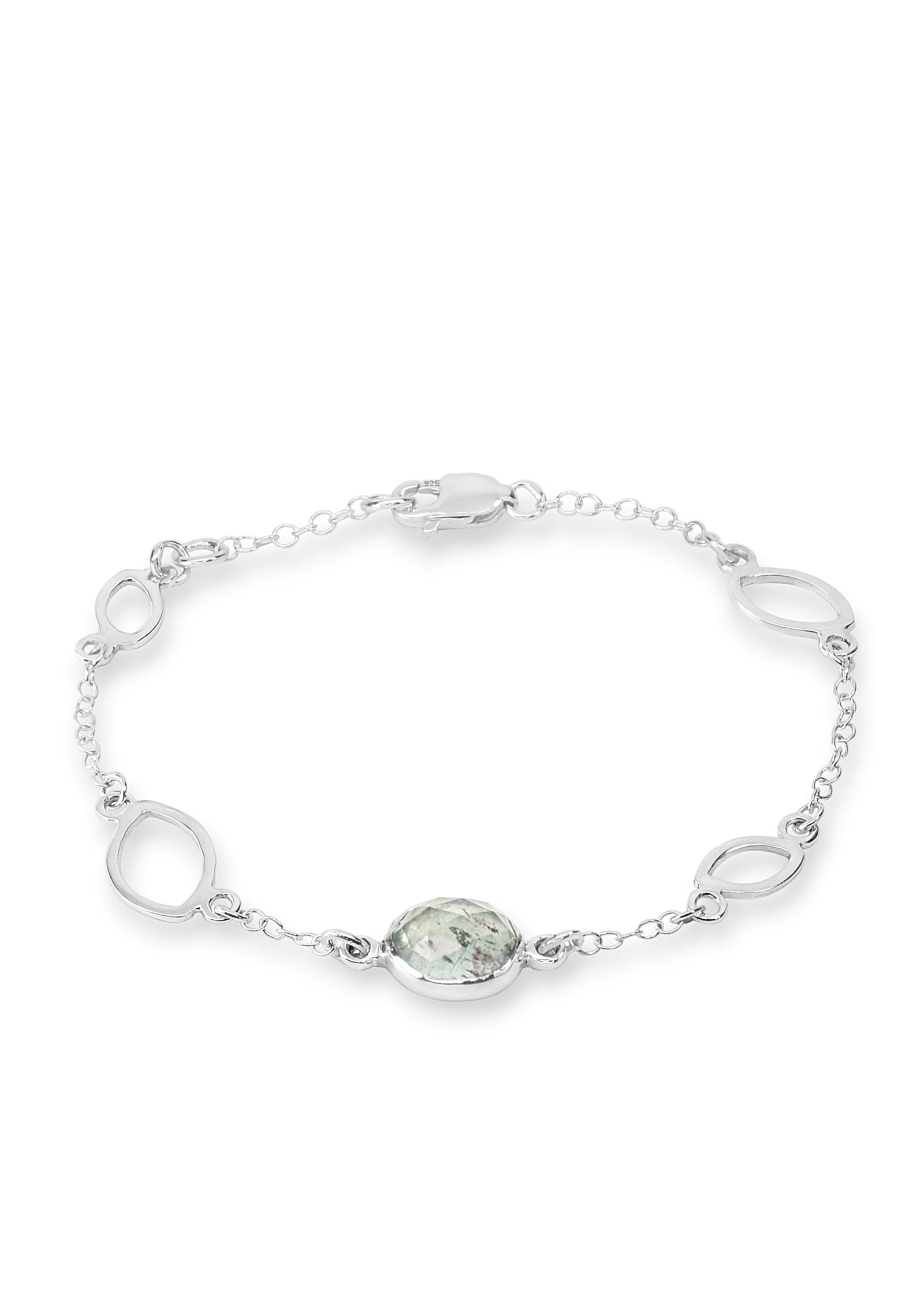 Moss Aquamarine Station Bracelet in Sterling Silver