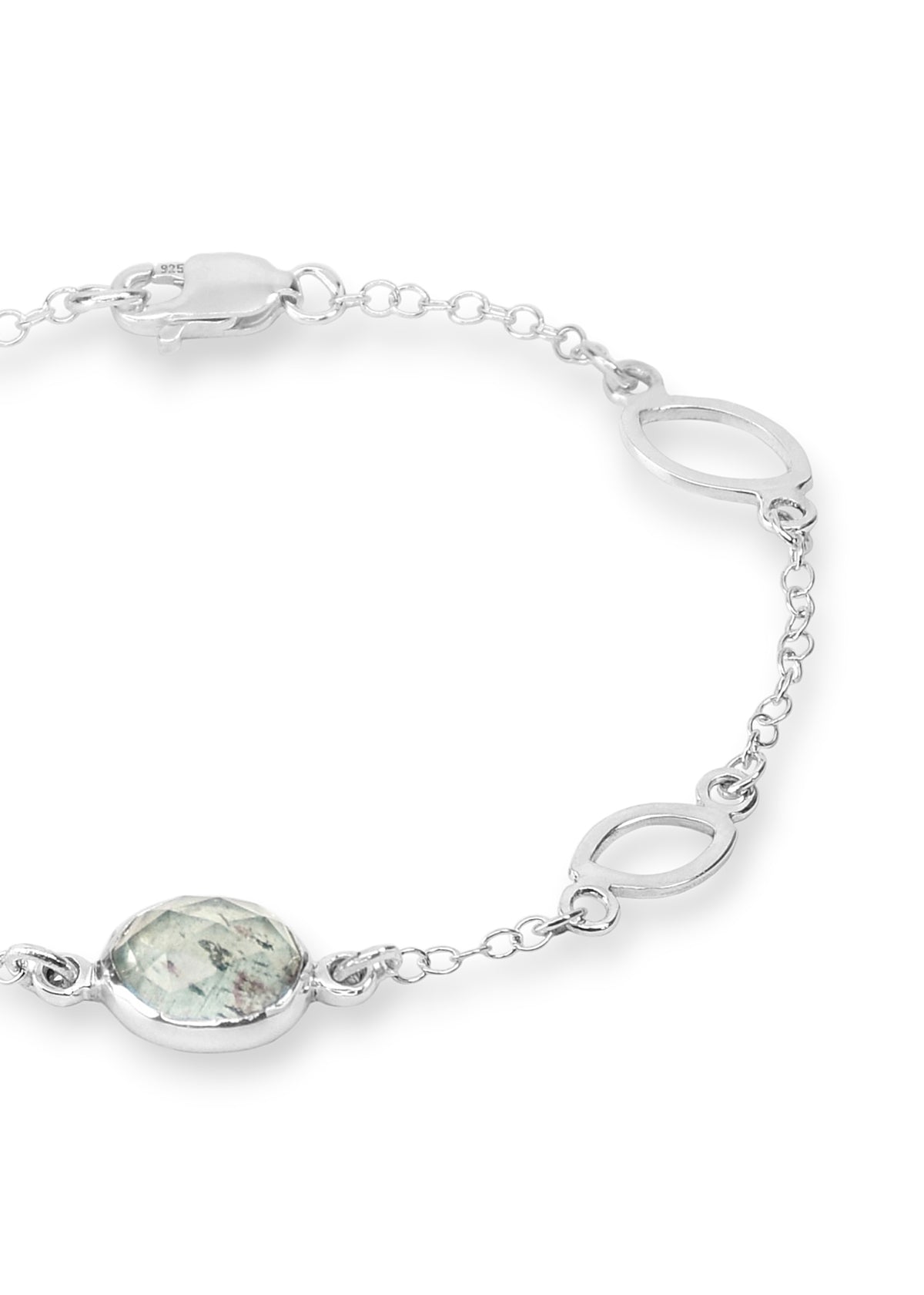 Moss Aquamarine Station Bracelet in Sterling Silver