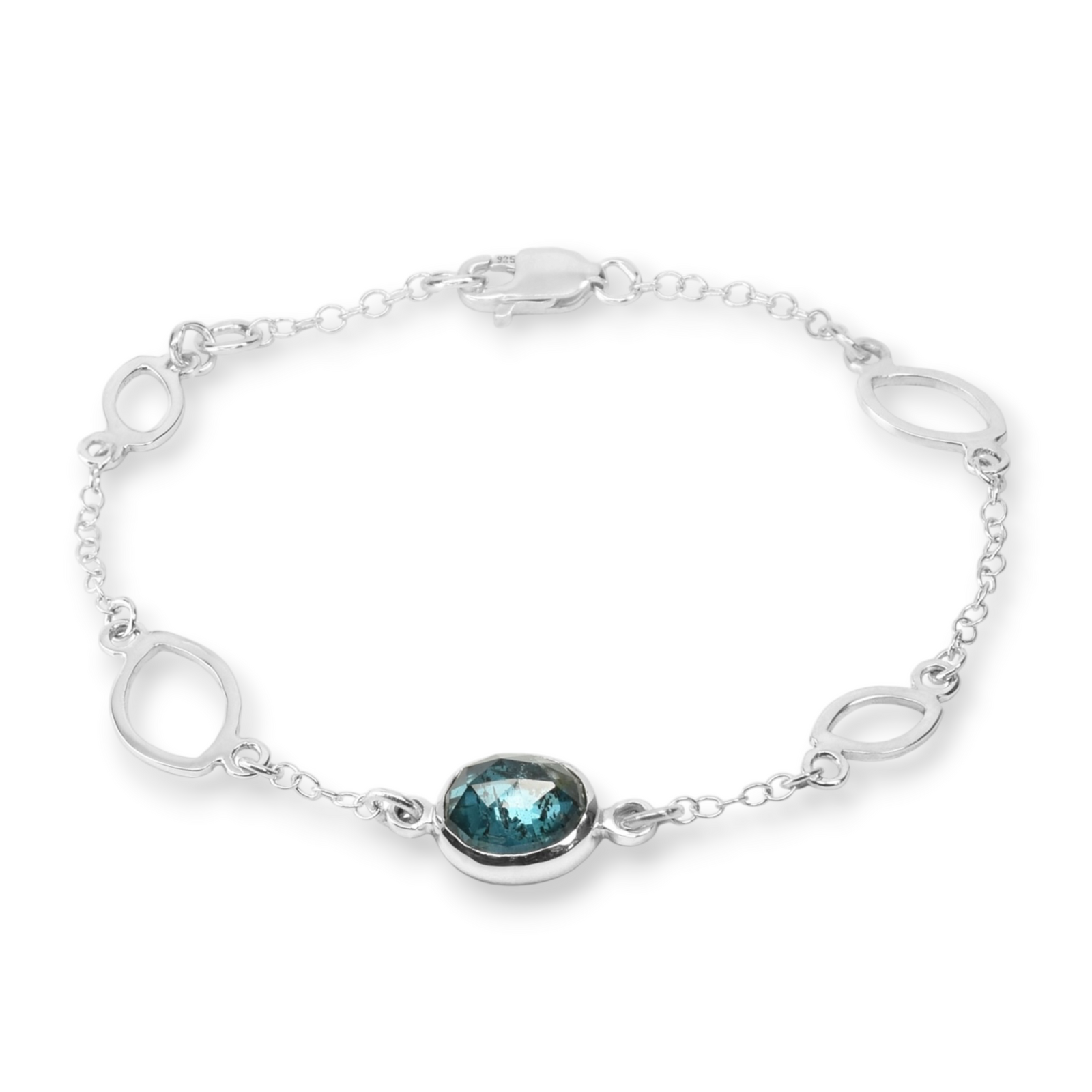 Moss Kyanite Station Bracelet in Sterling Silver