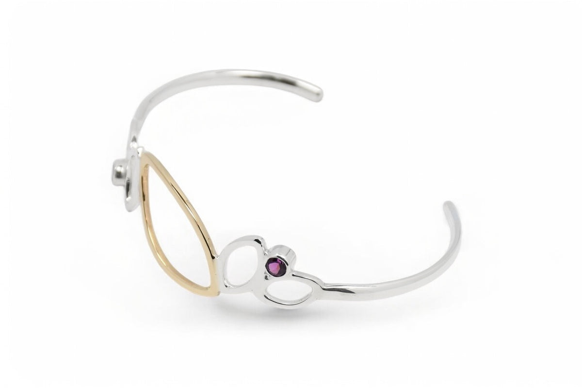 Falling Leaves Cuff with Rhodolite Garnet