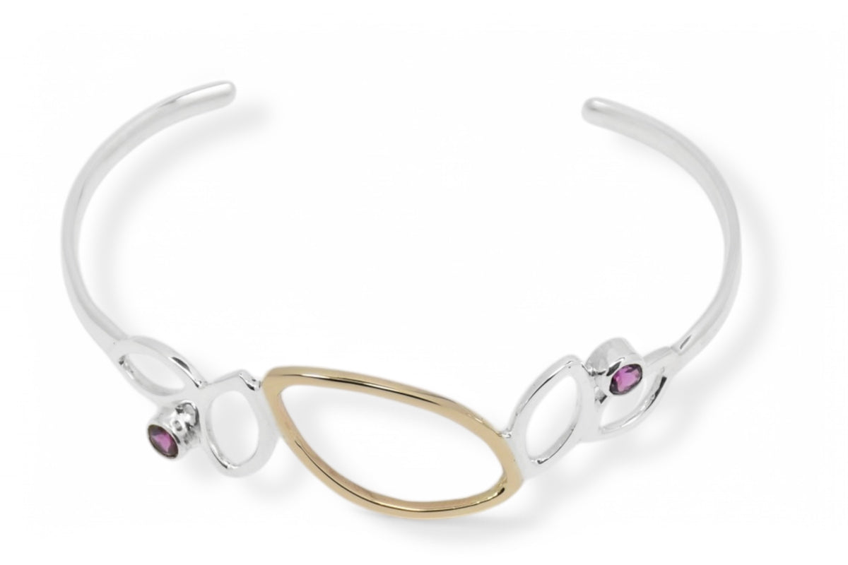 Falling Leaves Cuff with Rhodolite Garnet