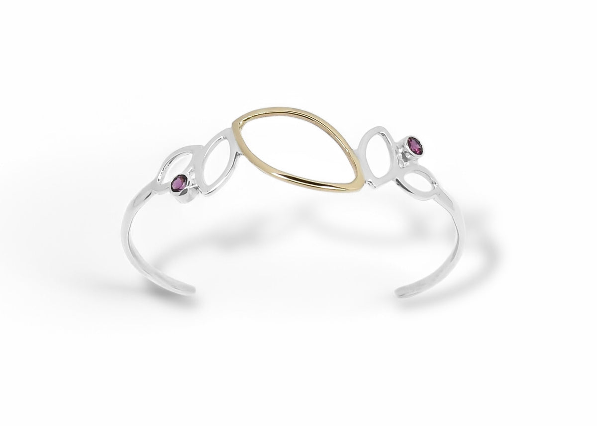 Falling Leaves Cuff with Rhodolite Garnet