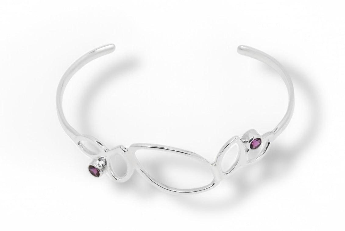 Falling Leaves Cuff with Rhodolite Garnet