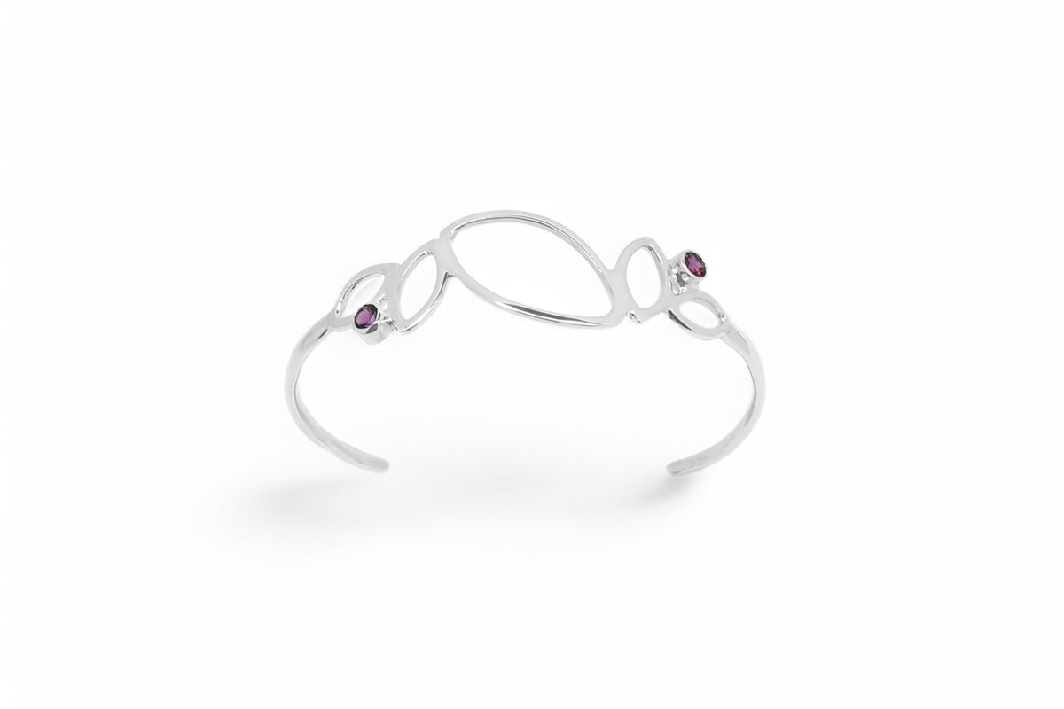 Falling Leaves Cuff with Rhodolite Garnet