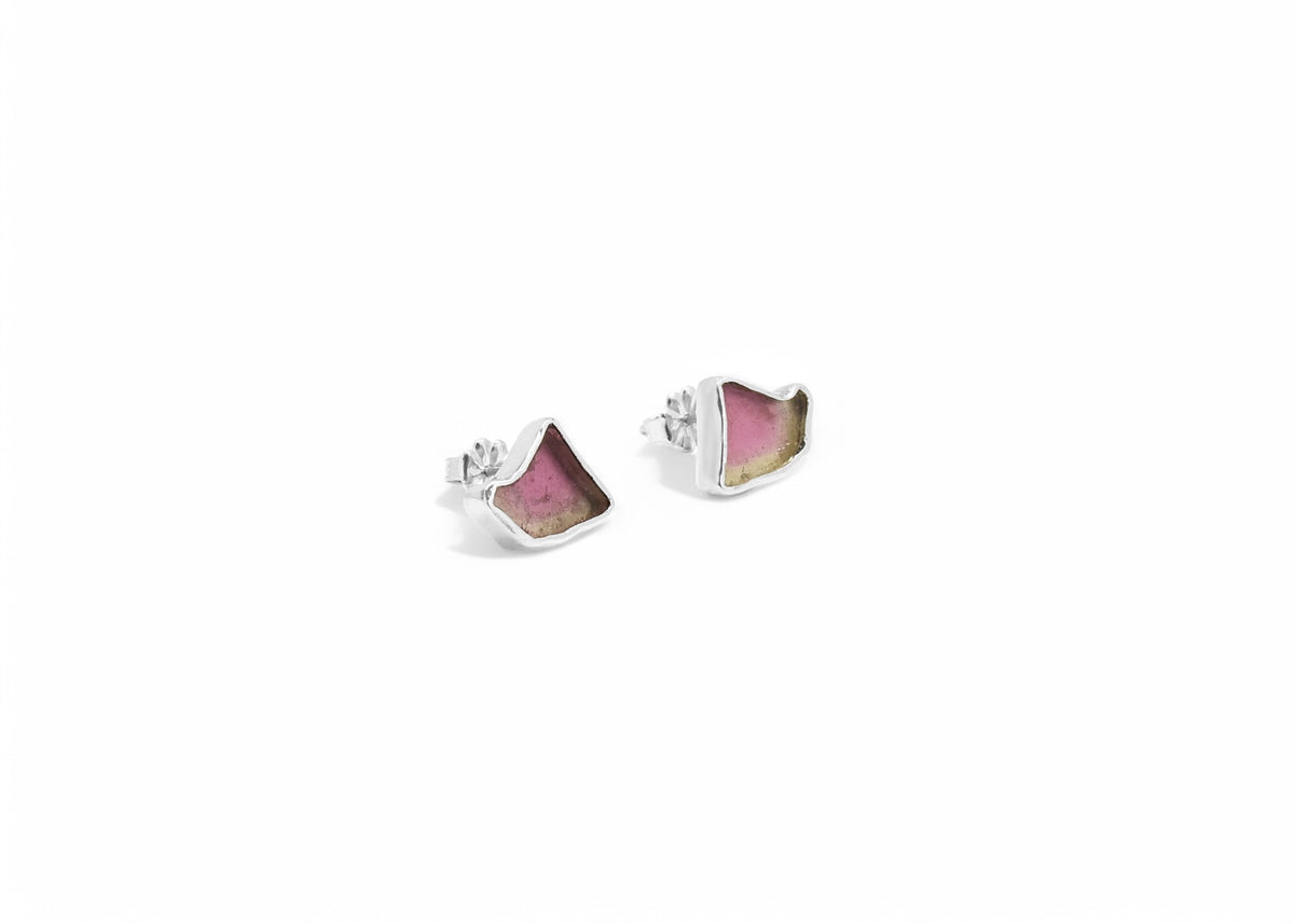 Watermelon Tourmaline Studs