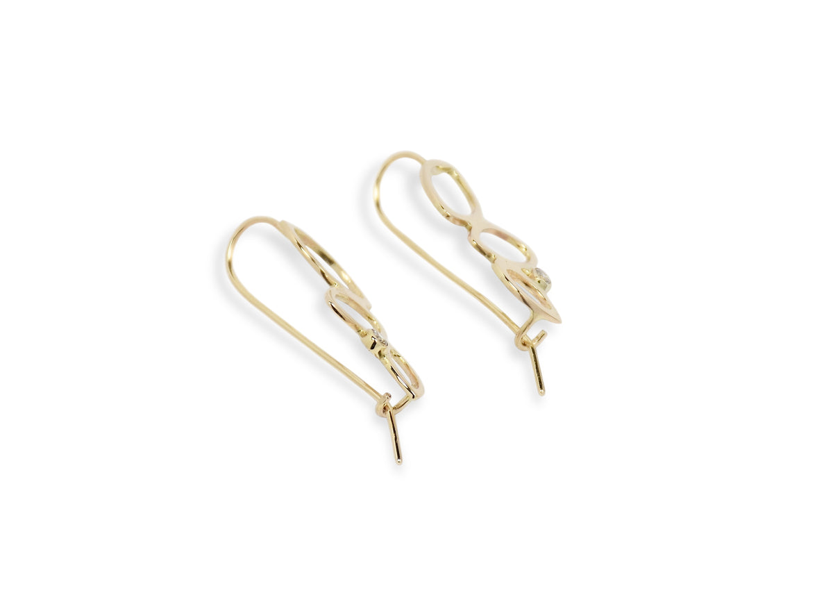 Falling Leaves Earrings, 14k yellow gold and 2.3mm reclaimed diamonds