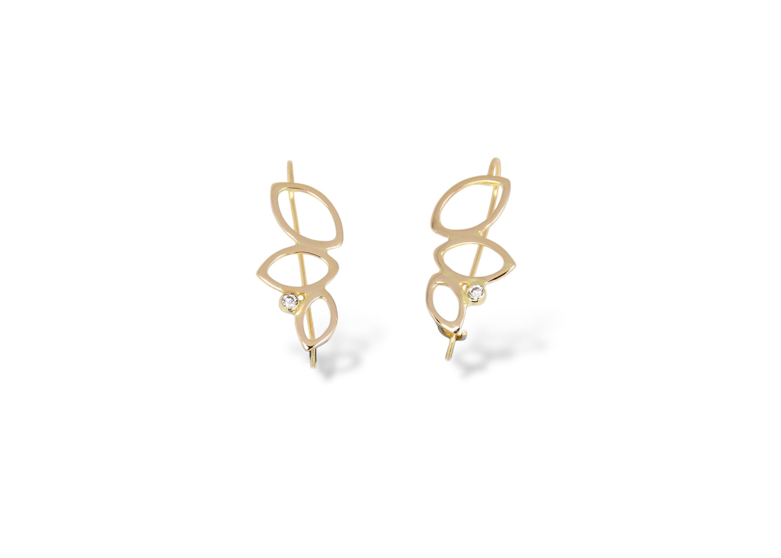 Falling Leaves Earrings, 14k yellow gold and 2.3mm reclaimed diamonds