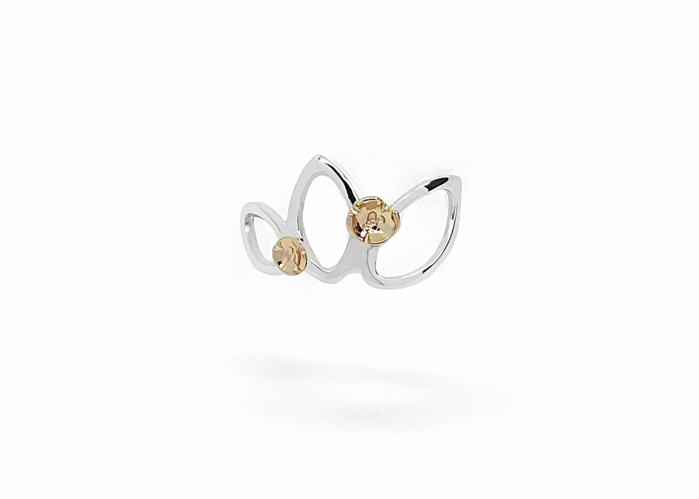 Falling Leaves Ring with 14k Flowers