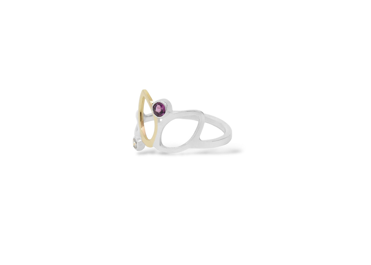 Falling Leaves Ring in Sterling Silver and 14k Gold
