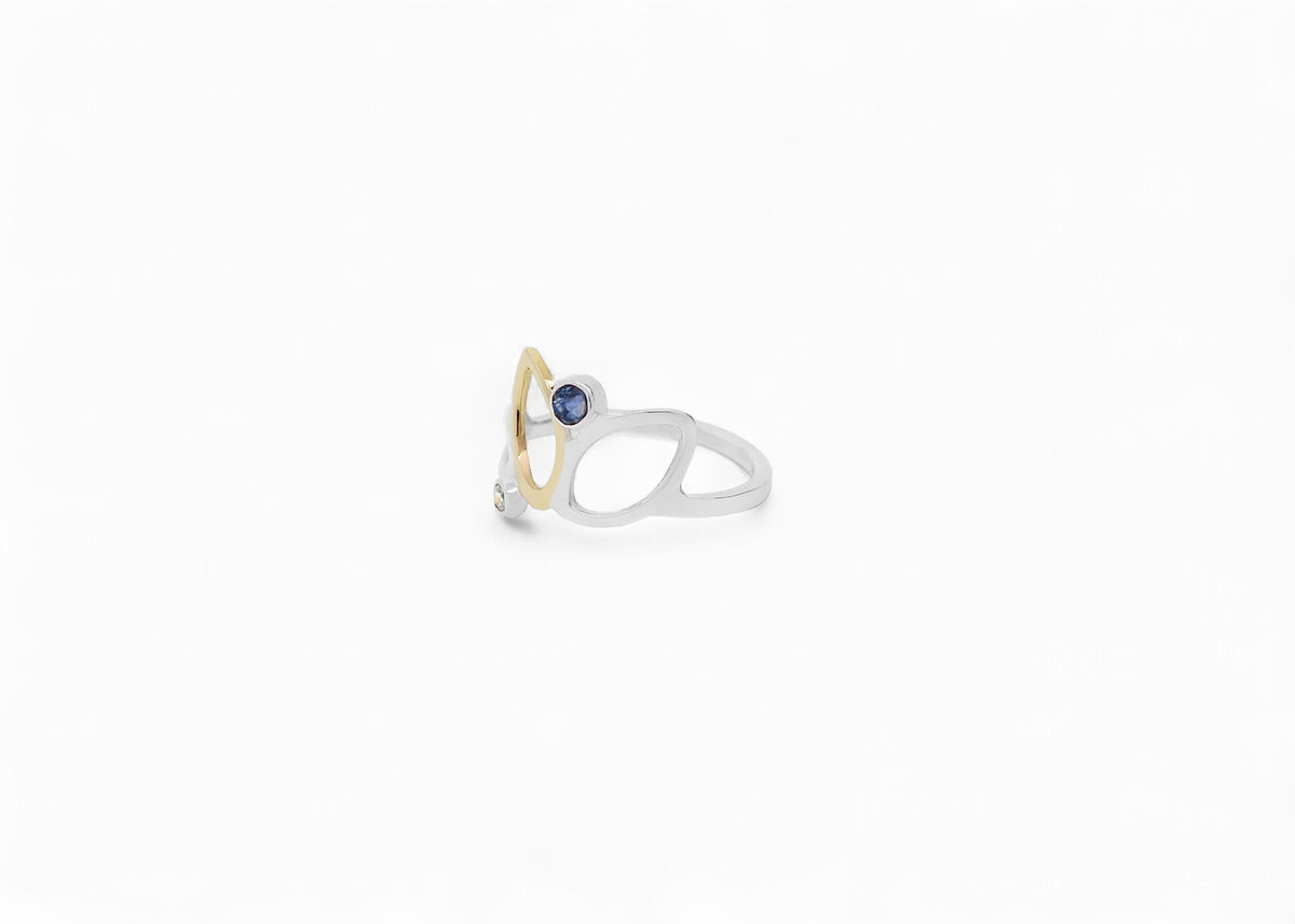 Falling Leaves Ring in Sterling Silver and 14k Gold
